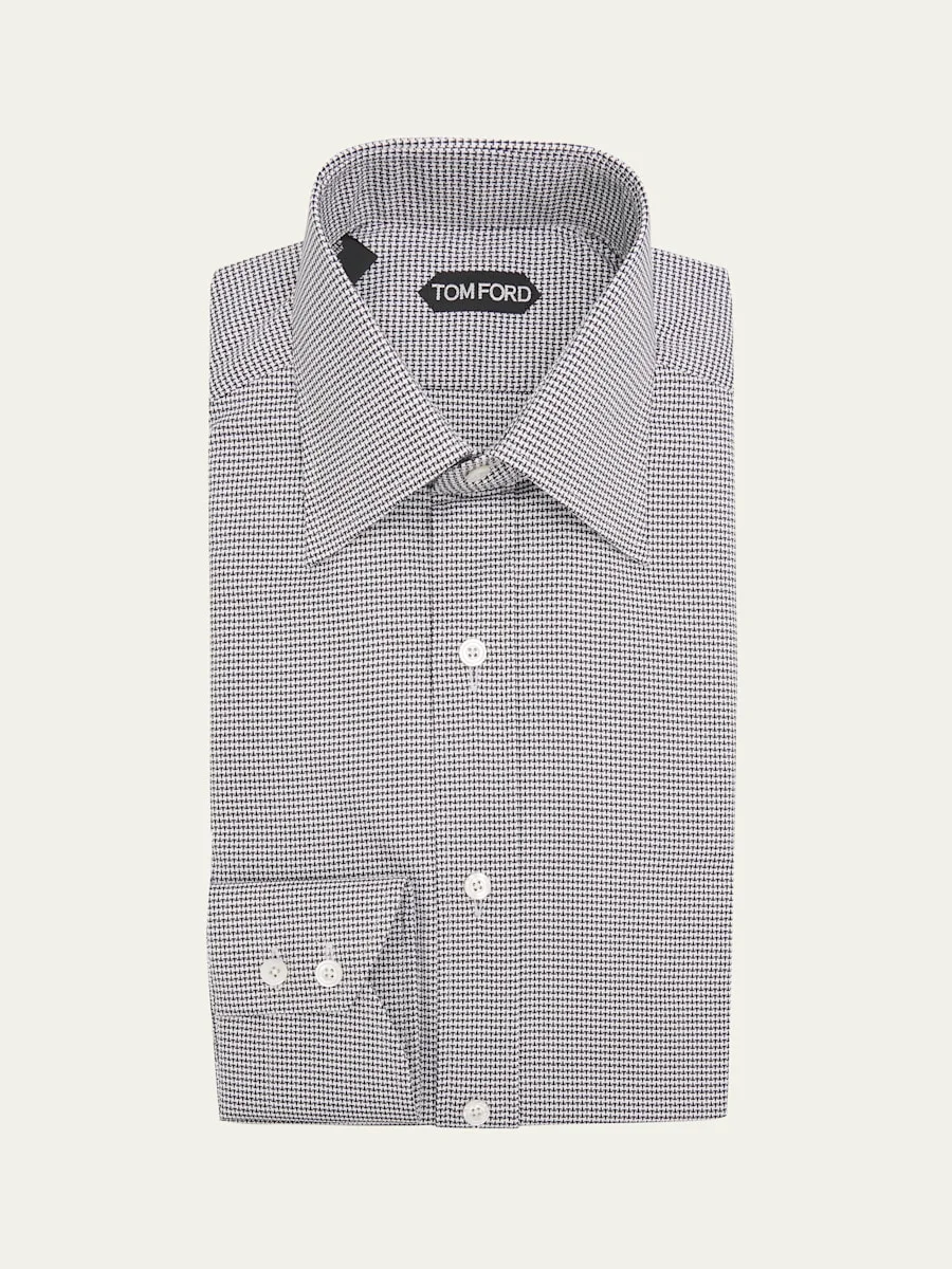 Men's Cotton Micro-Houndstooth Dress Shirt - 1