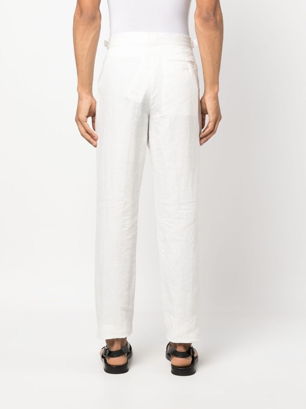 straight-leg linen chino trousers - 4
