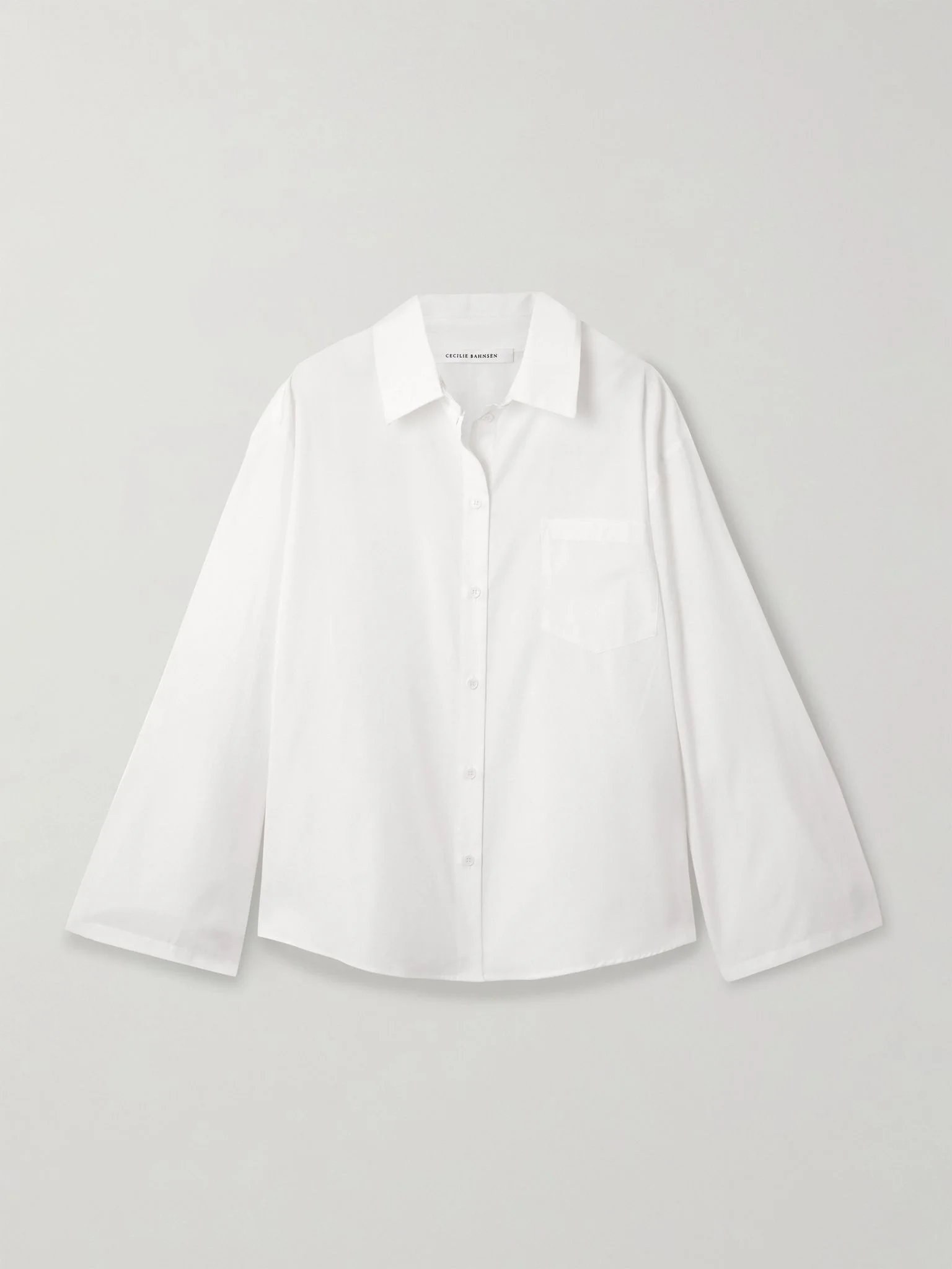 Bridget bow-detailed cotton-poplin shirt White - 1
