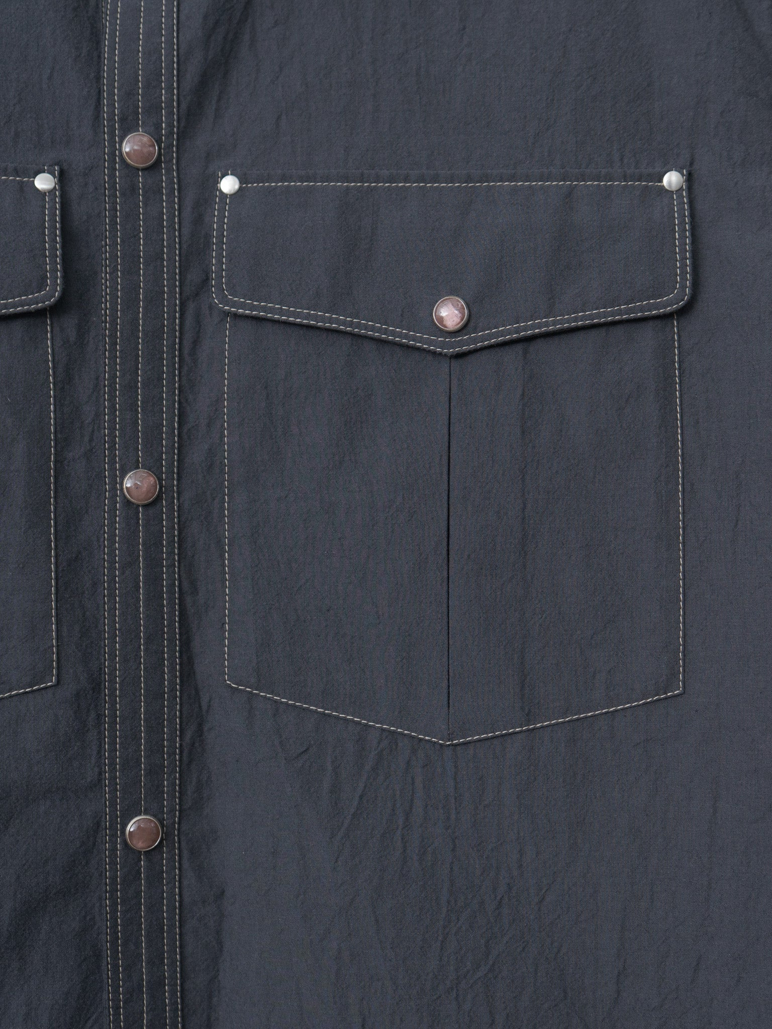 Chest-Pocket Fitted Shirt - Charcoal - 8