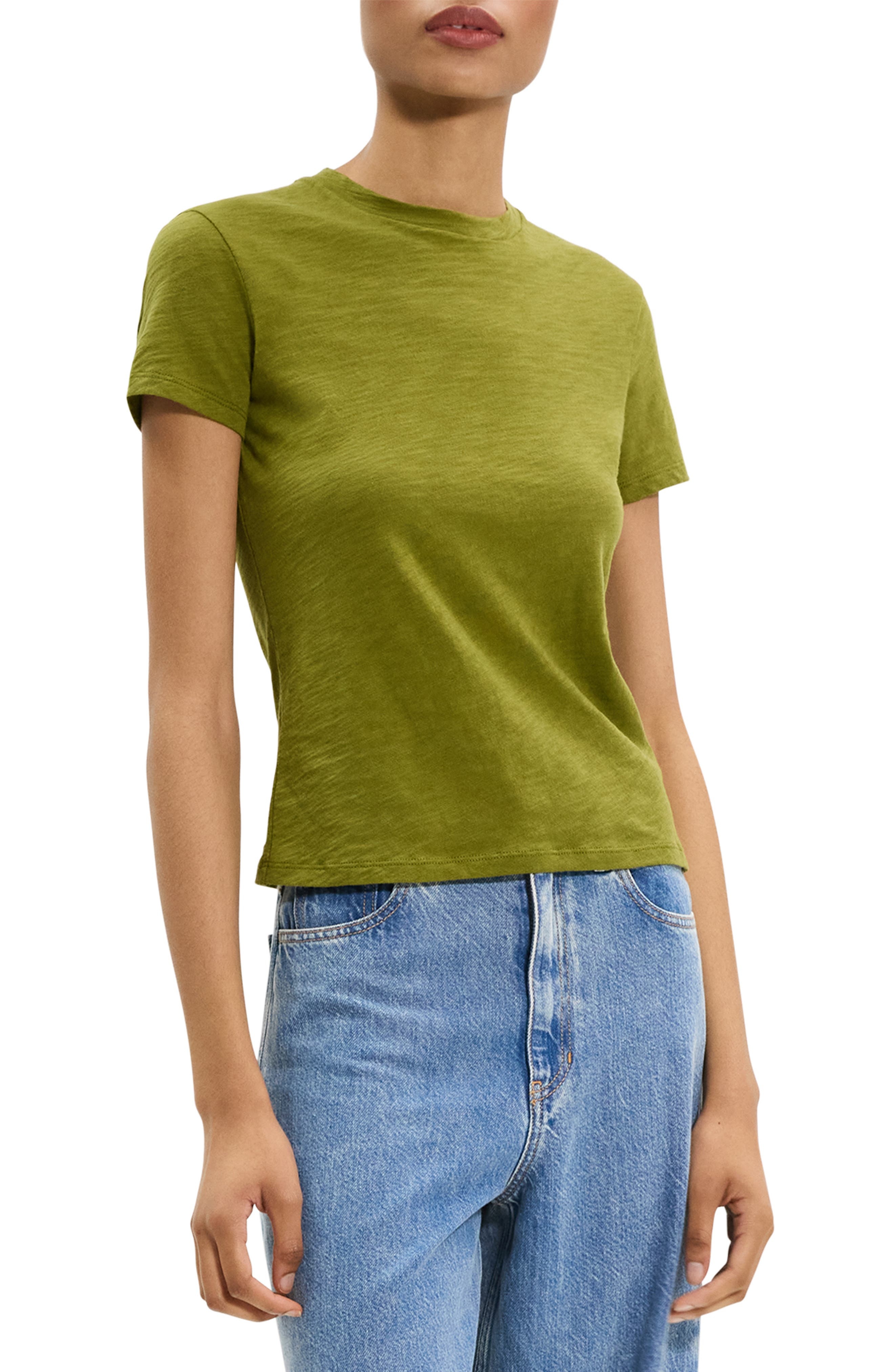 Theory 2 Nebulous Organic Cotton Tiny Tee in Avocado at Nordstrom - 3