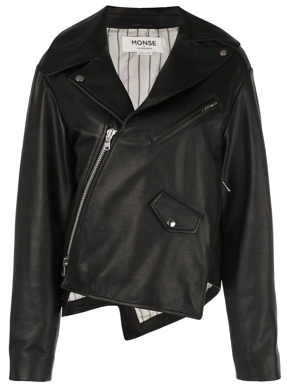 twisted leather biker jacket - 1