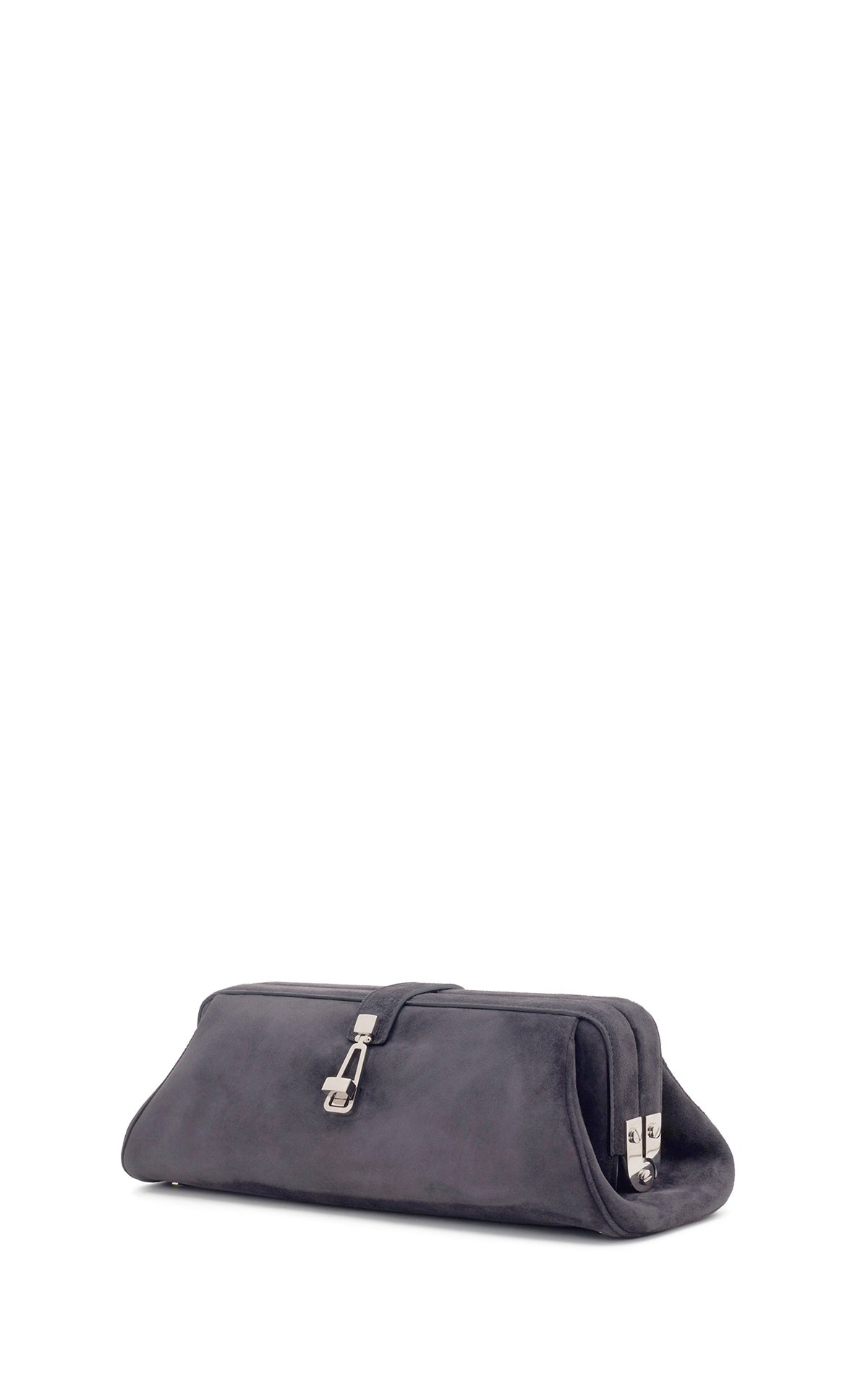 Paola Clutch in Dark Grey Suede - 4