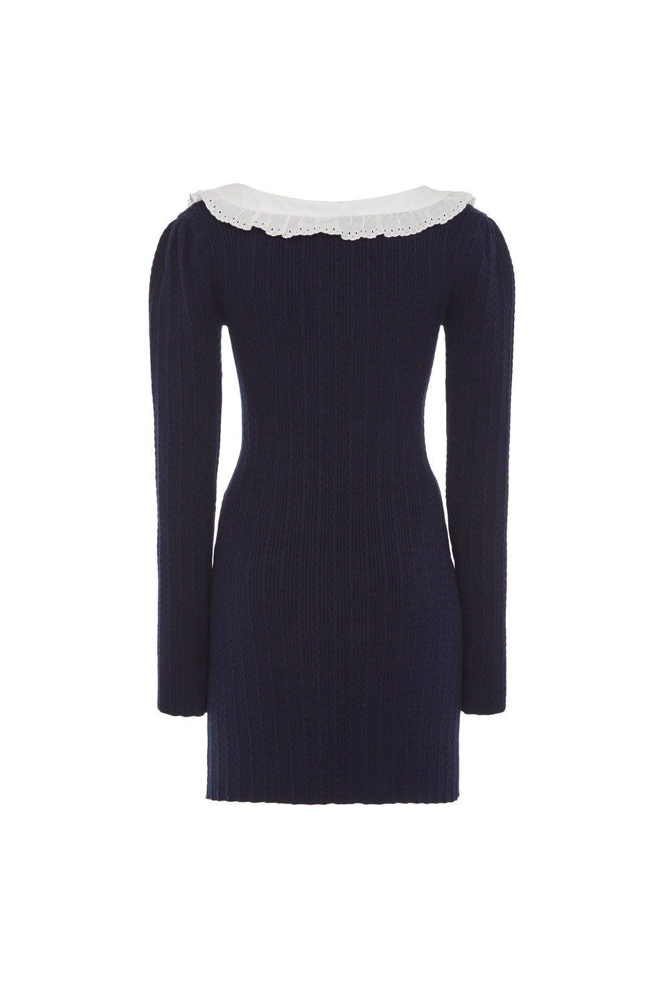 COTTON BLEND KNIT MINI DRESS WITH COLLAR - 2