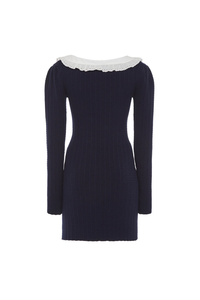 COTTON BLEND KNIT MINI DRESS WITH COLLAR 2