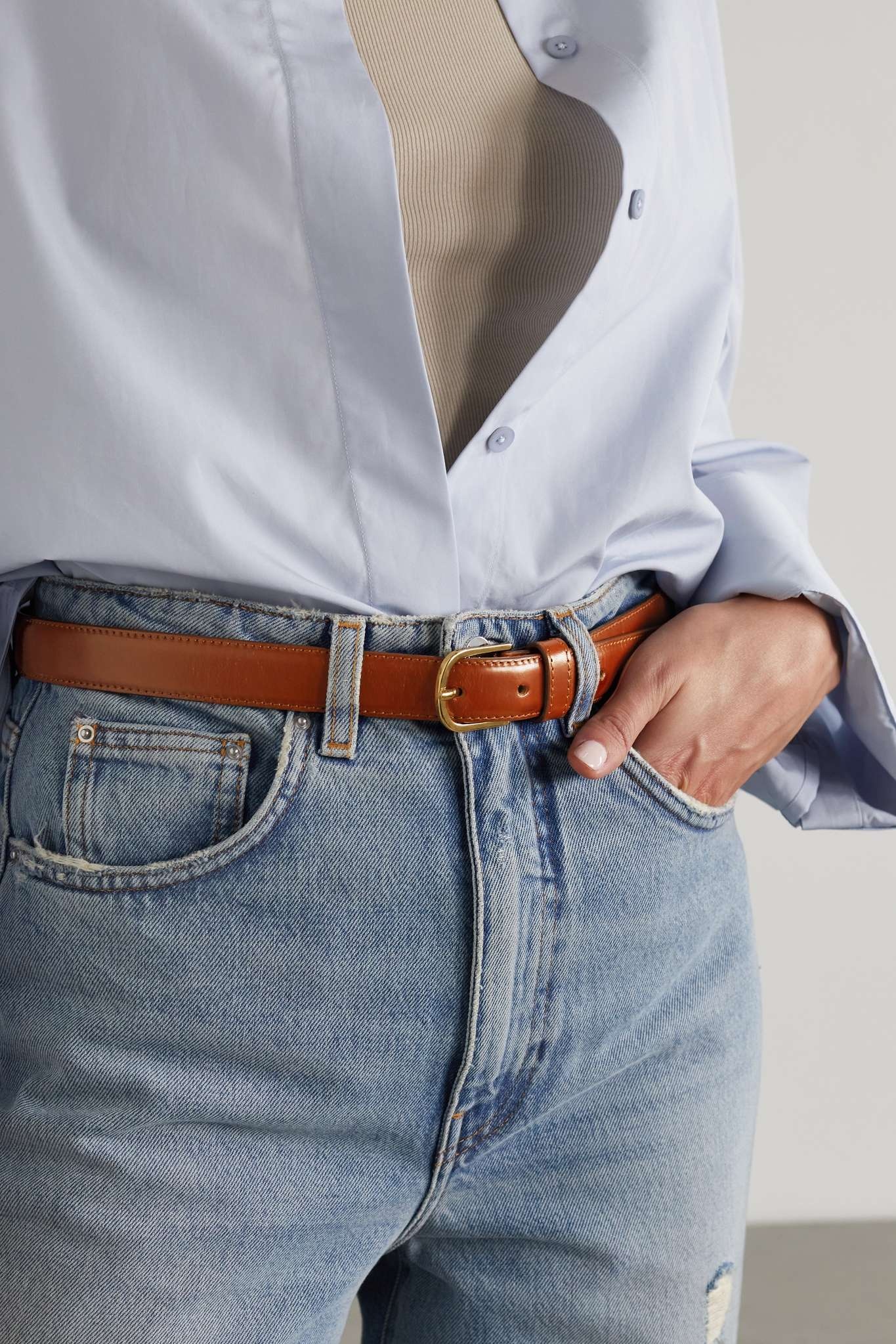 【送料&関税込】TotAme Slim Trouser Belt Slim leather trouser belt black – TOTEME