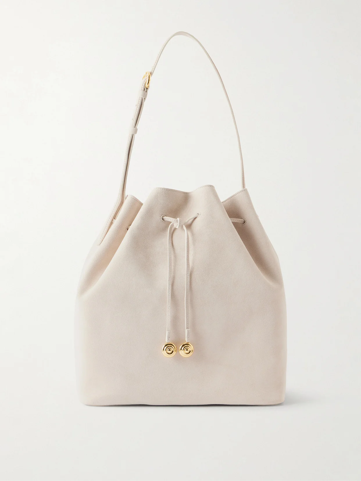 Charm Suede Drawstring Shoulder Bag - 1