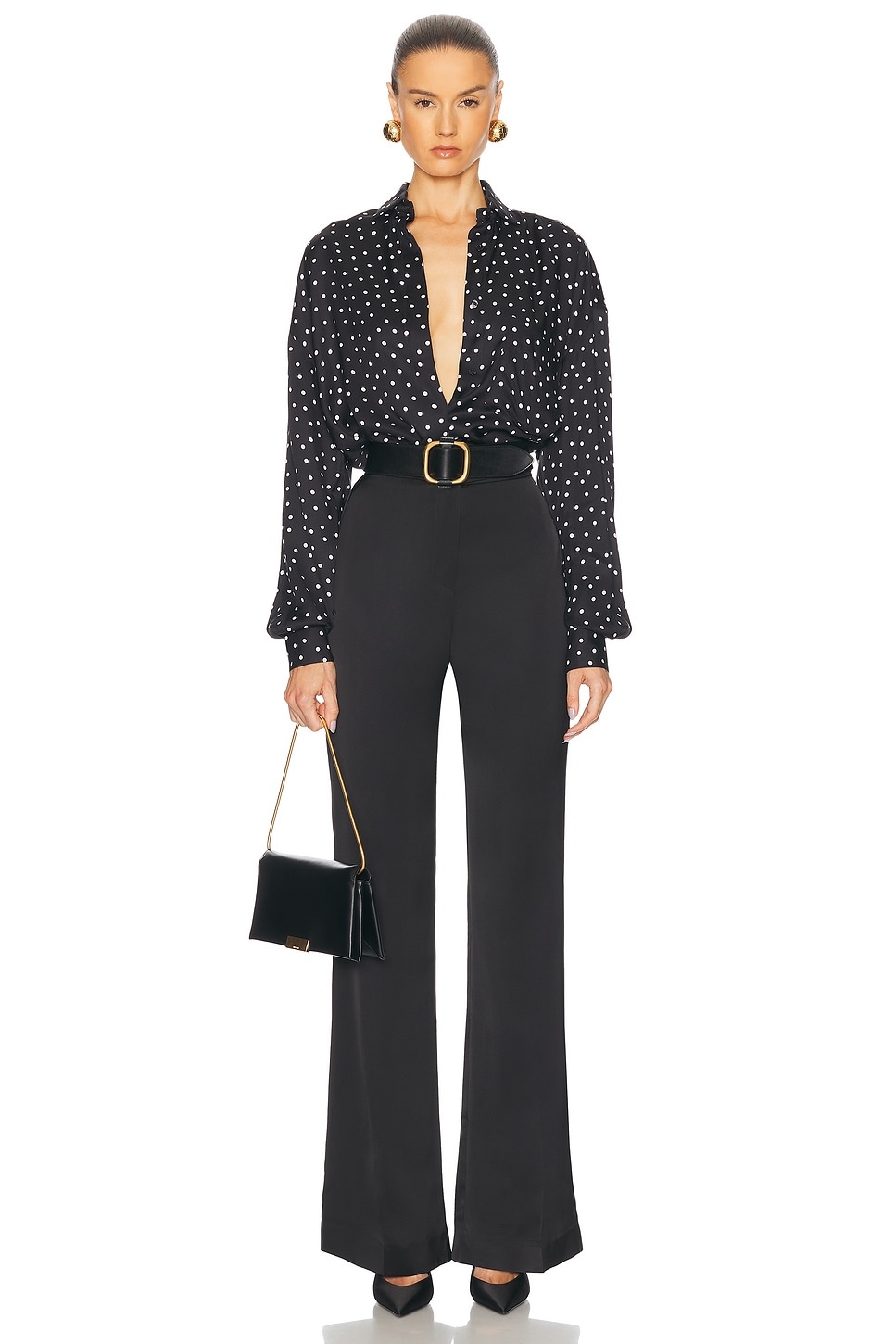 Polka Dot Button Down Top - 4