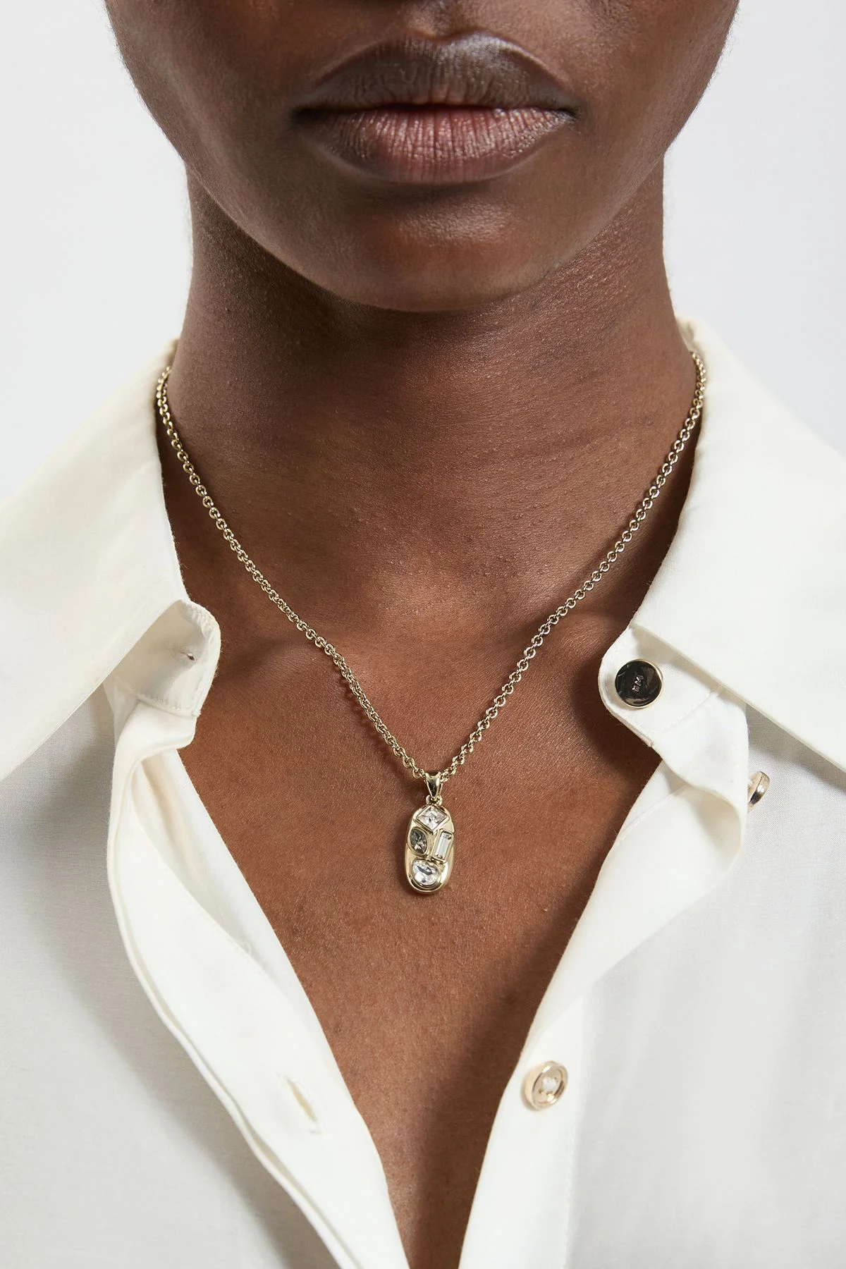 Crystal Pebble Pendant Necklace - 1