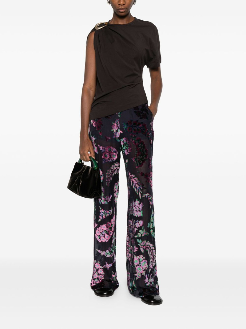 Etro floral-print velvet pants outlook