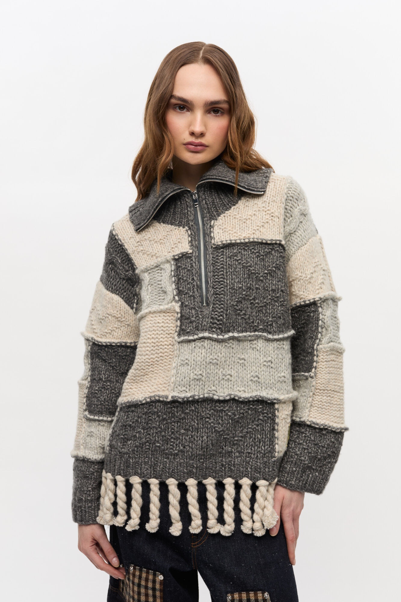PATCHWORK FRINGE SWEATER - 2