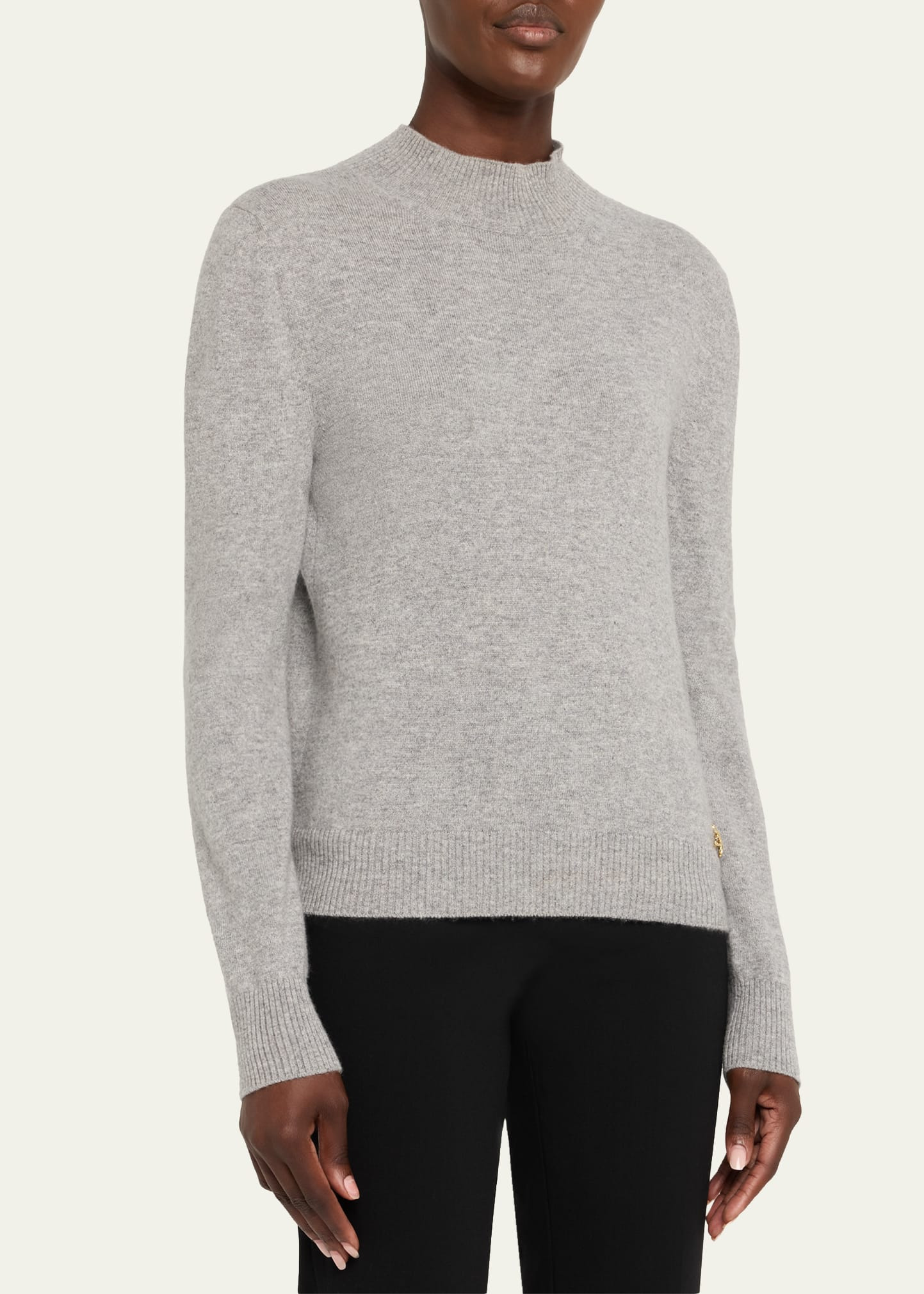 Mockneck Cashmere Knit Scarf Sweater - 4