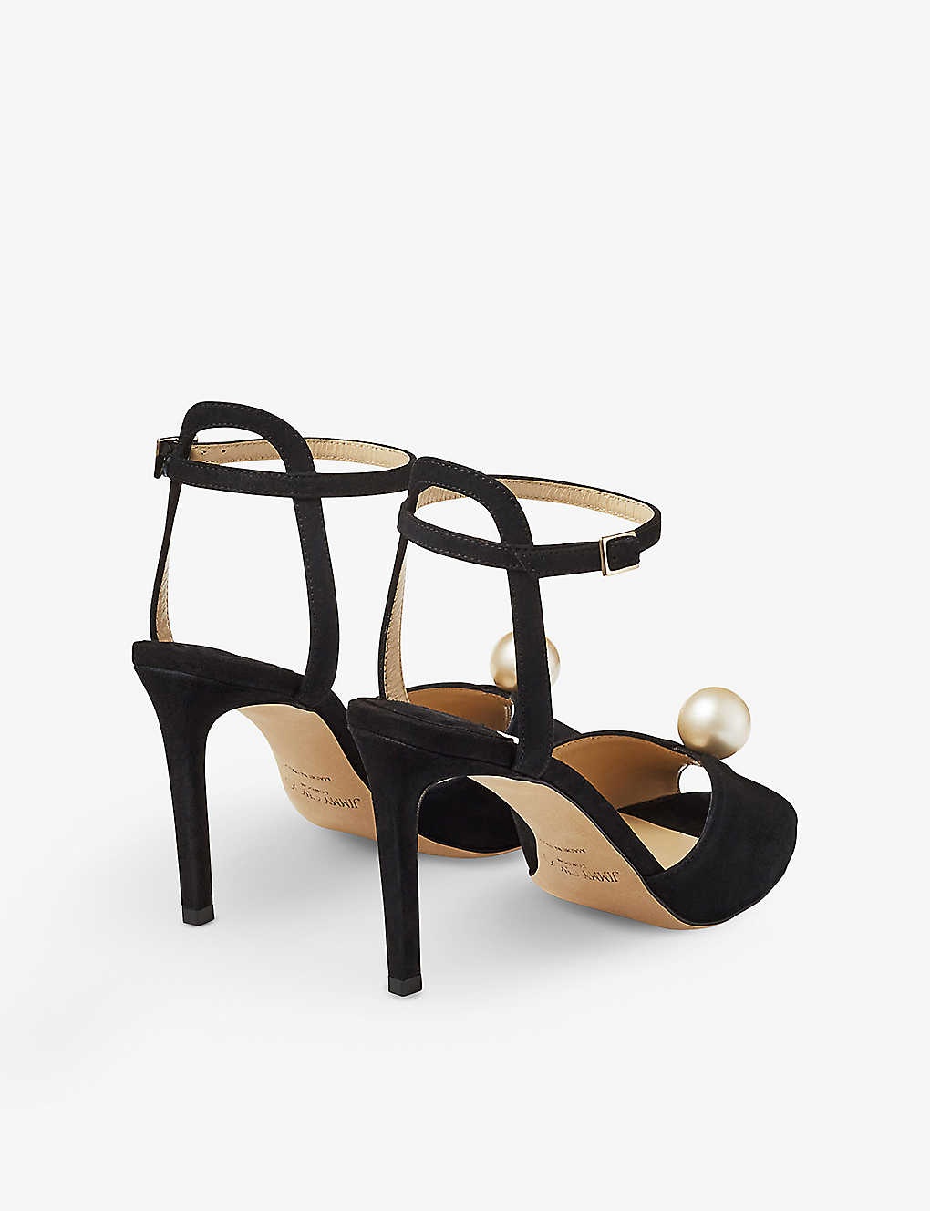 Sacora 85 faux pearl-sphere suede heeled sandals - 4