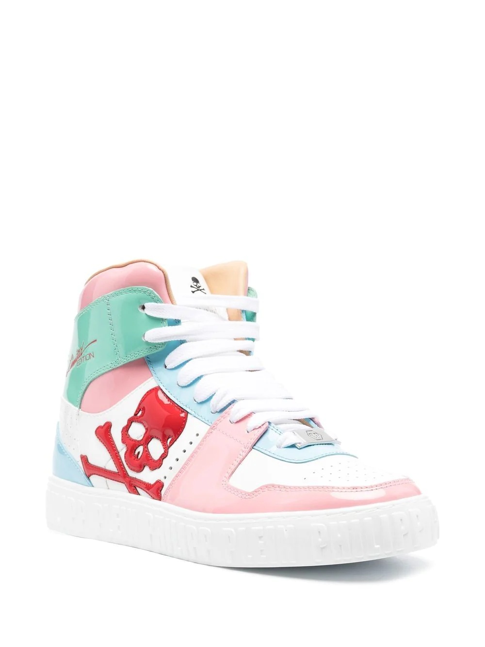 skull-patch detail panelled sneakers - 2
