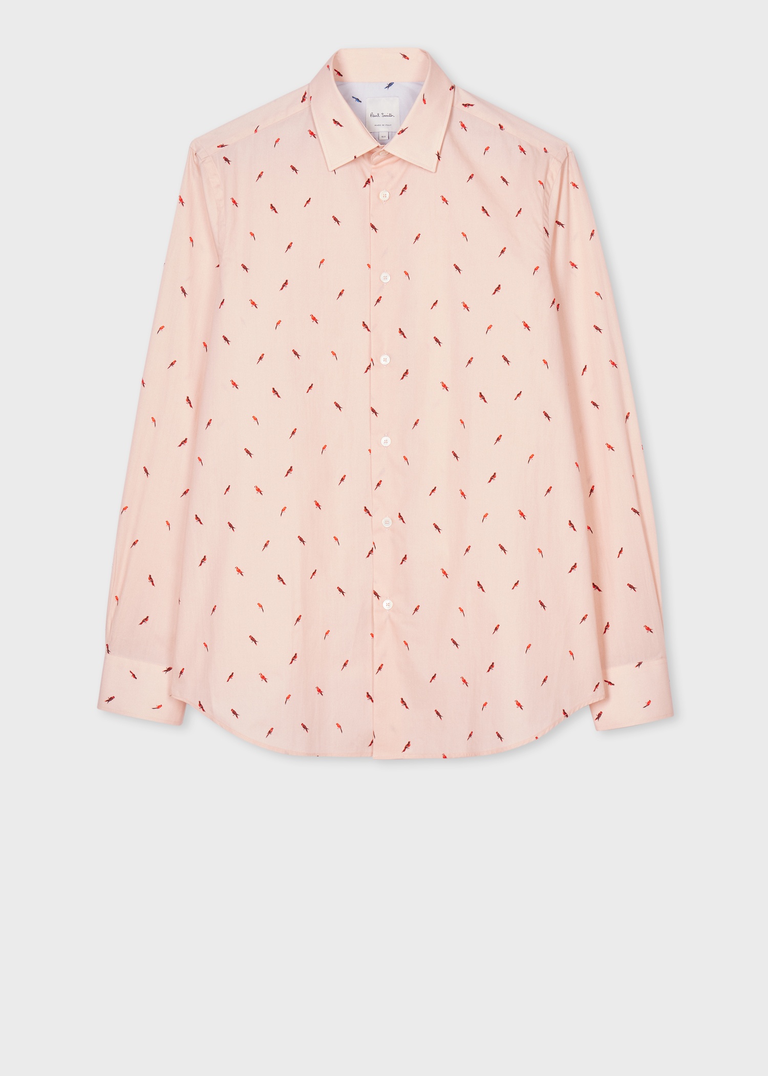 Tailored-Fit Light Pink 'Bird' Print Shirt - 1