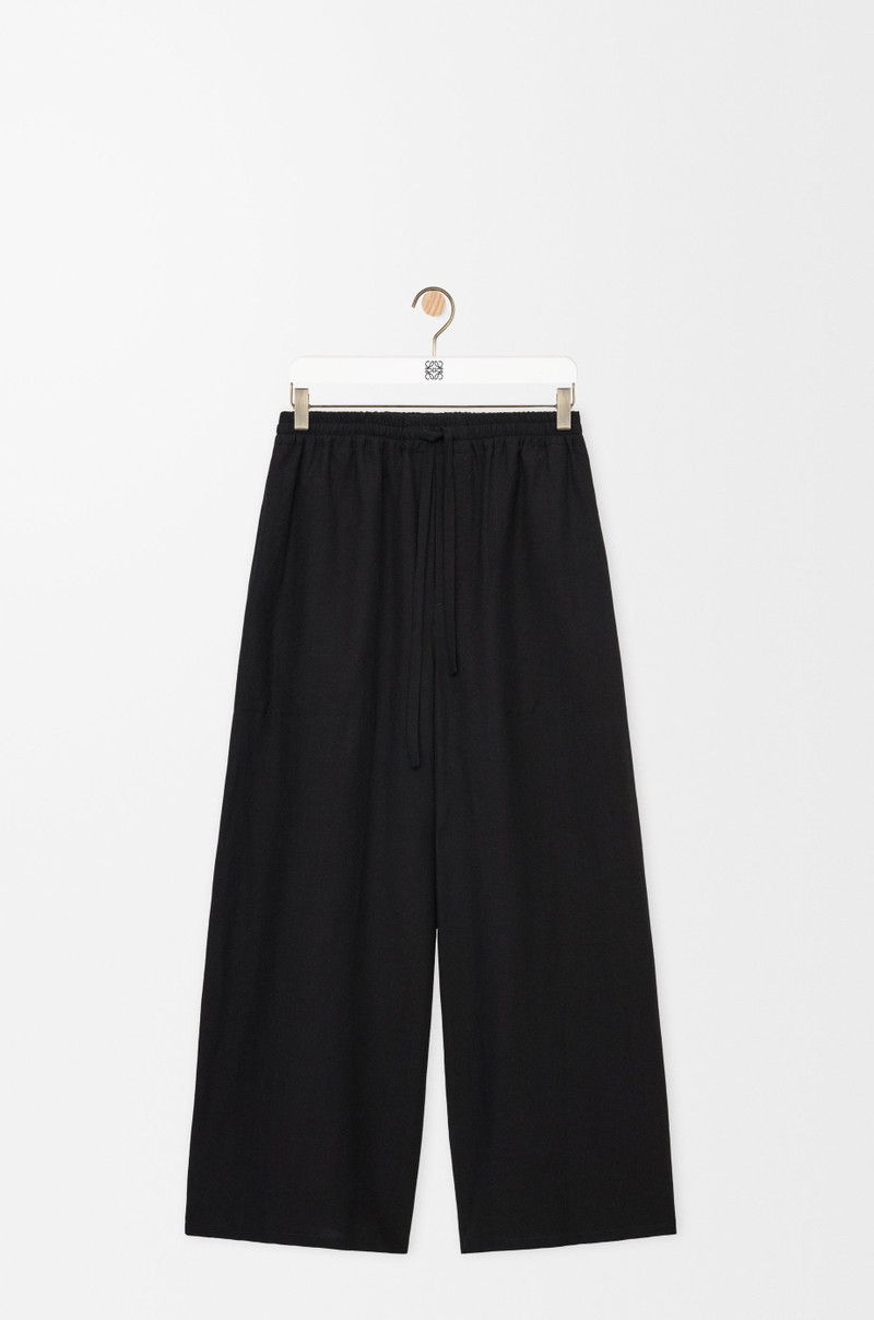 Cropped trousers in viscose and linen - 1