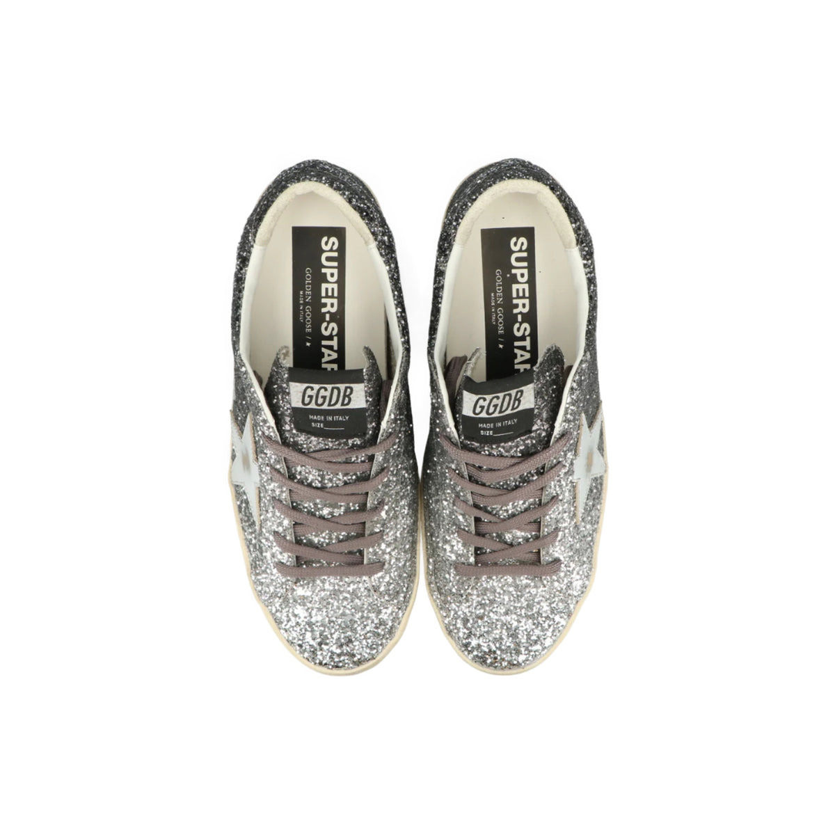 WOMEN'S SUPER STAR CLASSIC SNEAKERS WITH GLITTER (SILVER/BLACK) - 4