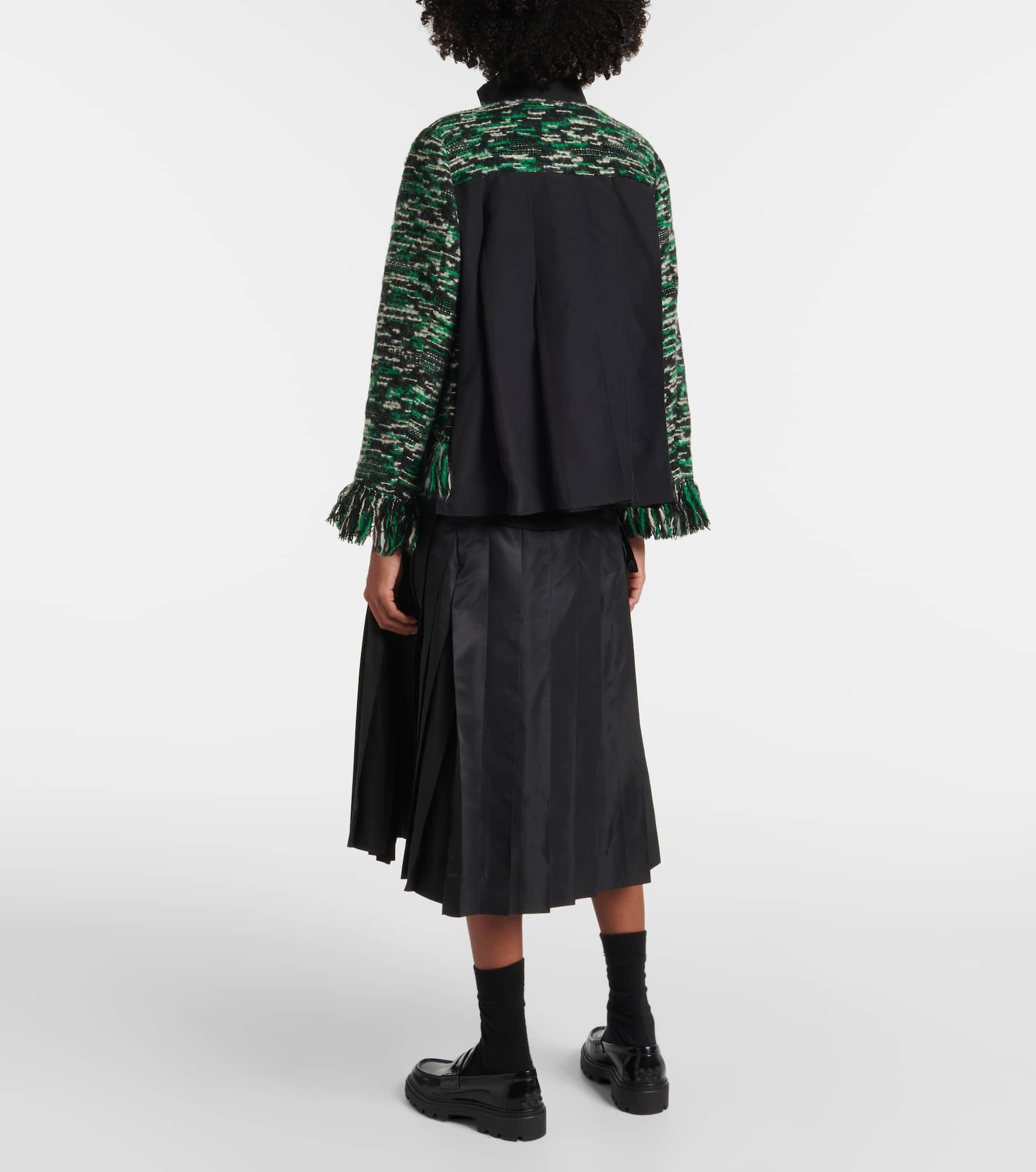 Fringed wool-blend tweed jacket - 3