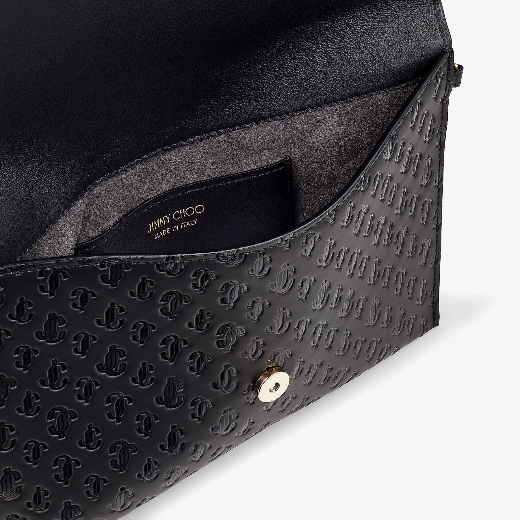 JC Envelope Pouch
Black JC Monogrammed Leather Pouch with JC Emblem - 4