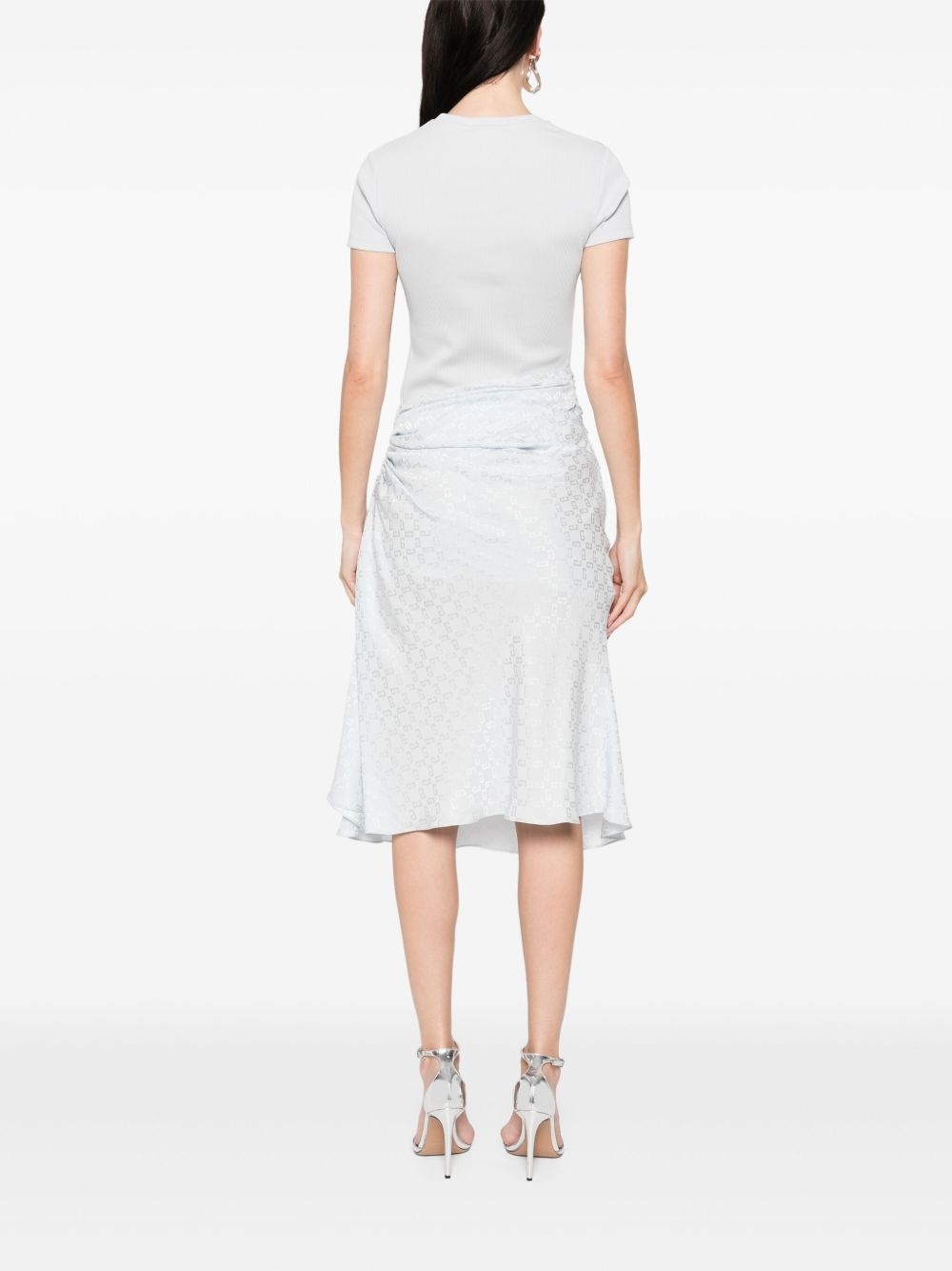 Bi-material draped midi dress - 4