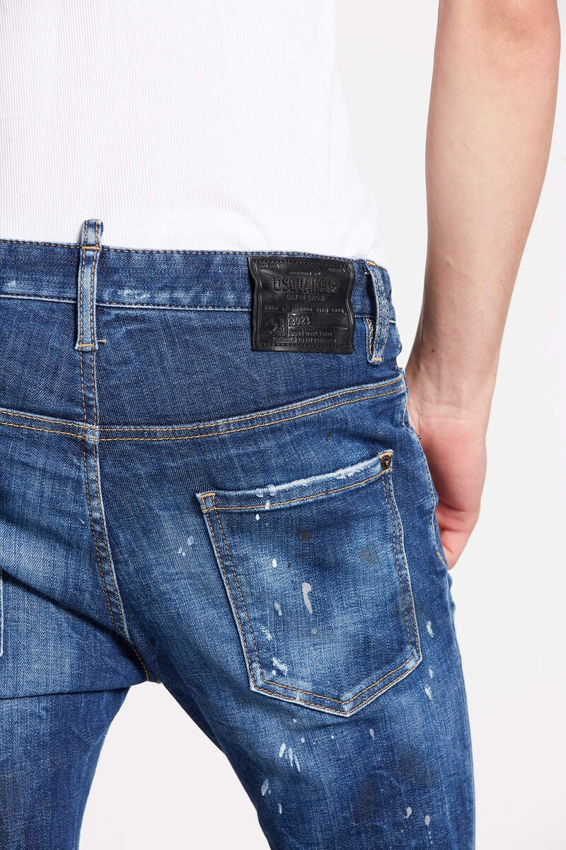 DARK RIPPED LEATHER PATCH WASH SUPER TWINKY JEANS 4