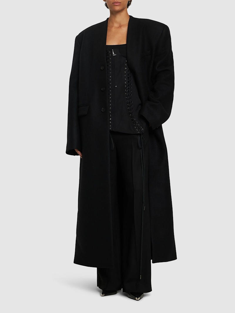 Wool long coat w/ corset - 2