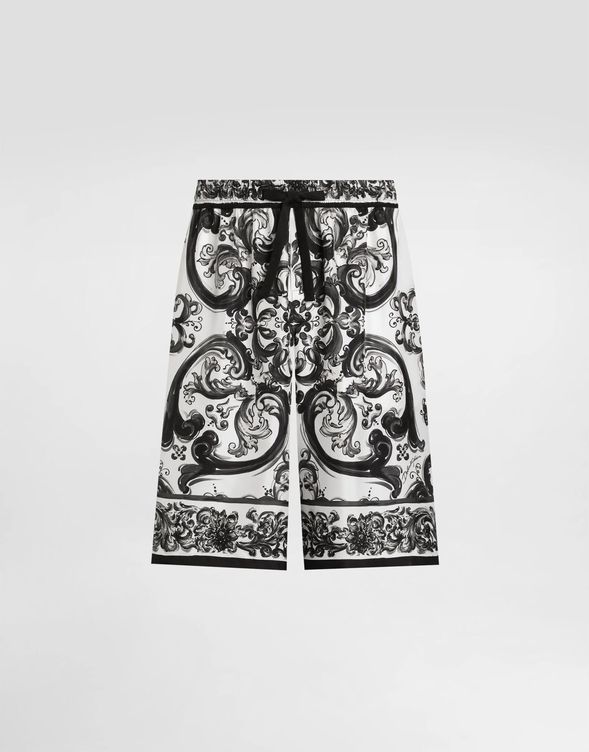 Majolica-print silk twill trousers - 1