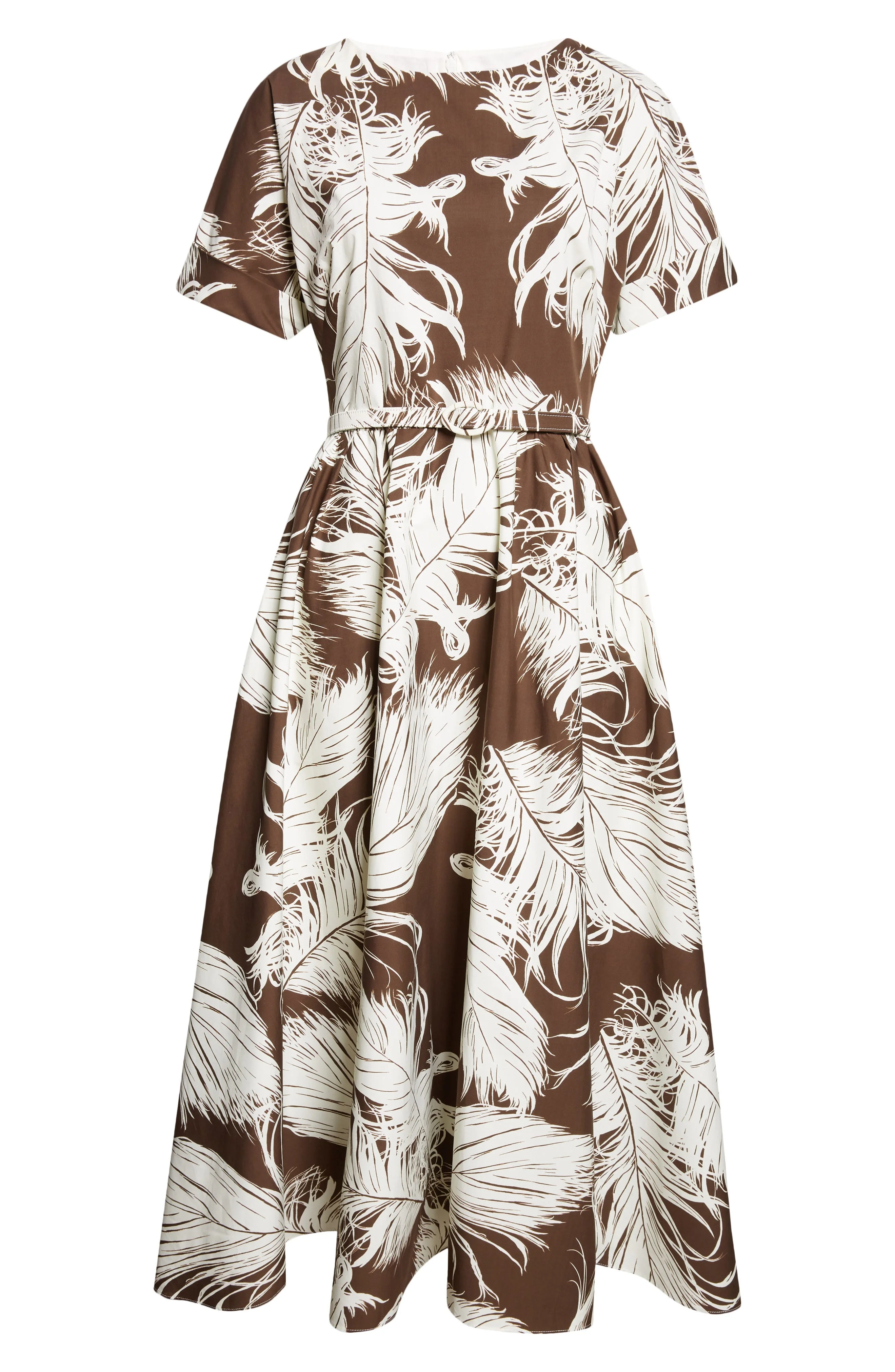 Oscar de la Renta All Over Feathers Dress in Ecru/Dark Brown at Nordstrom - 1