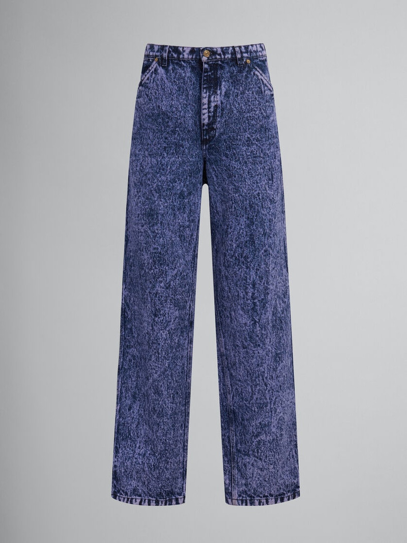 BLUE MARBLE-DYED DENIM JEANS - 1