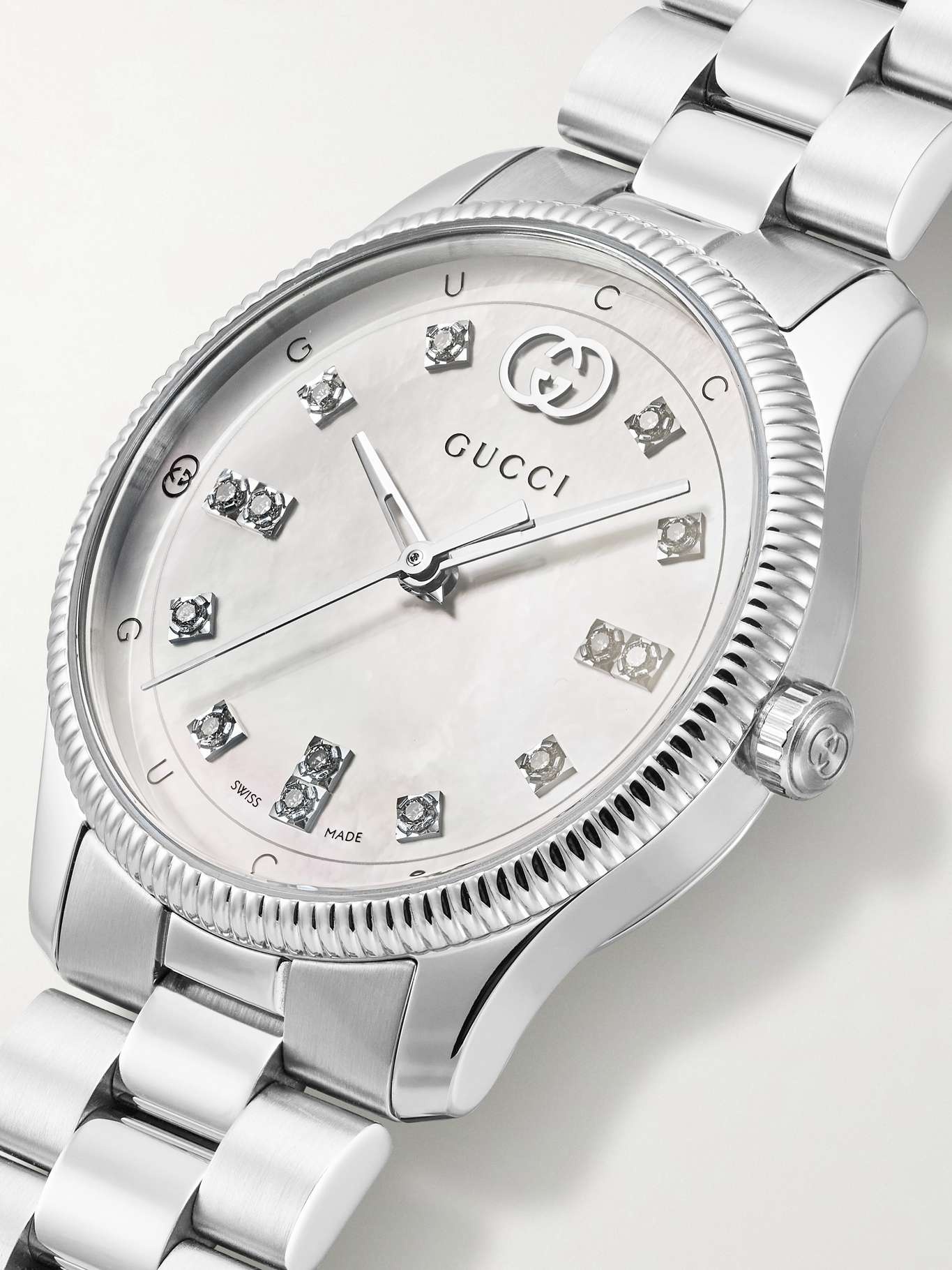 G-Timeless 29mm stainless steel, diamond and mother-of-pearl watch - 3