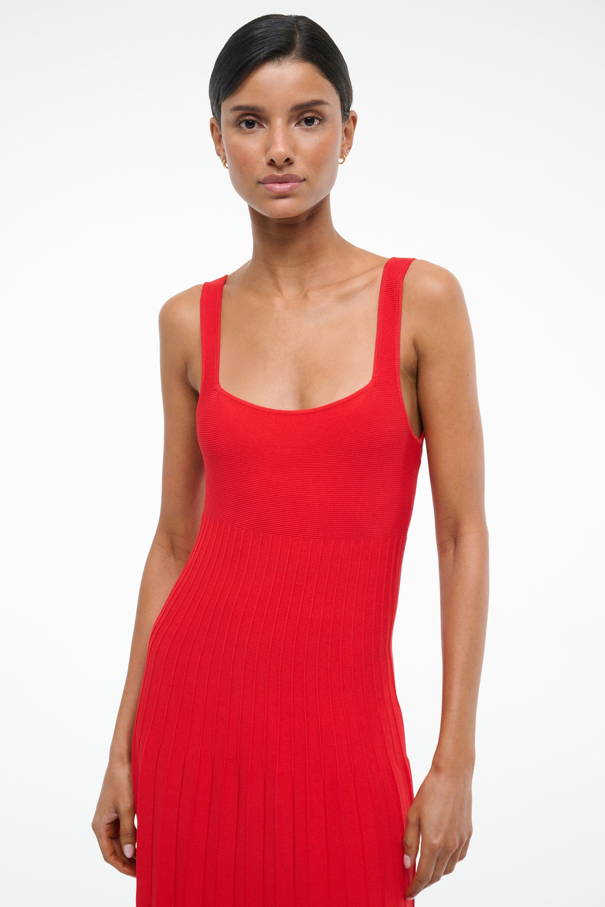 STAUD ELLISON DRESS RED ROSE - 5