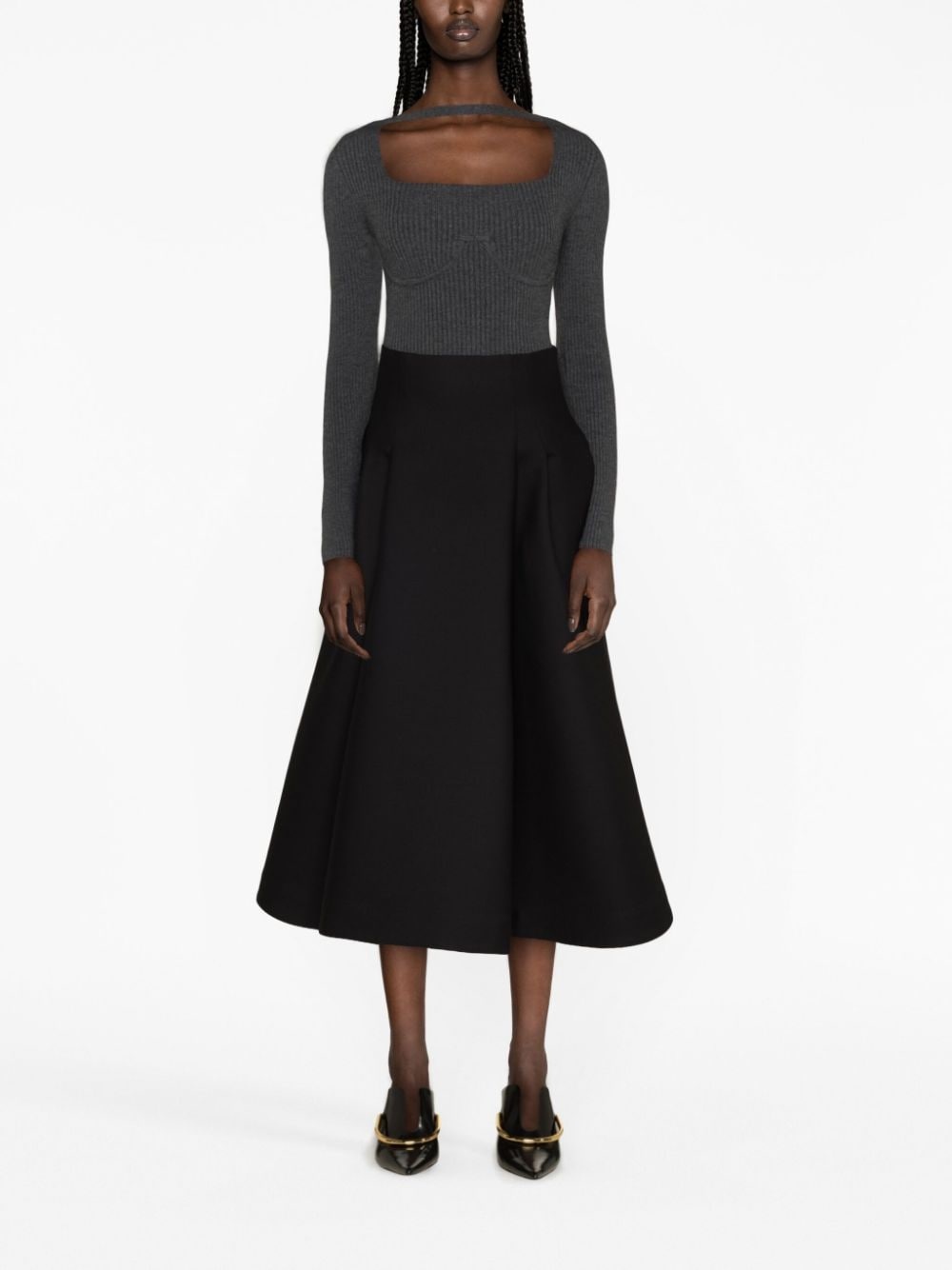 cut-out wool-blend top - 2