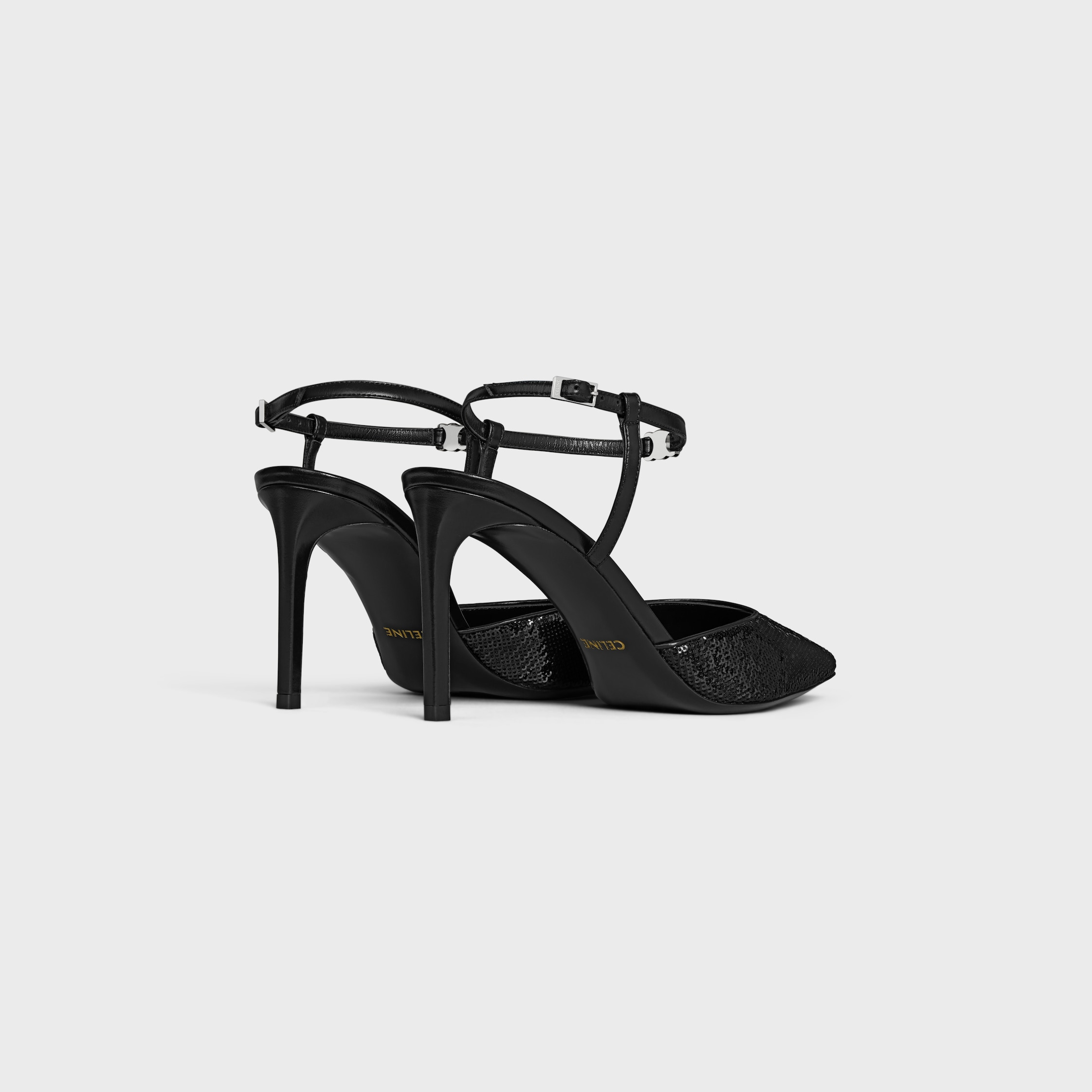 CELINE KITTEN TRIOMPHE STRAP PUMP in SEQUINS & CALFSKIN - 3