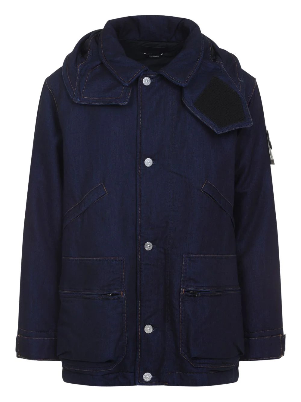 hooded-patch cotton jacket - 1