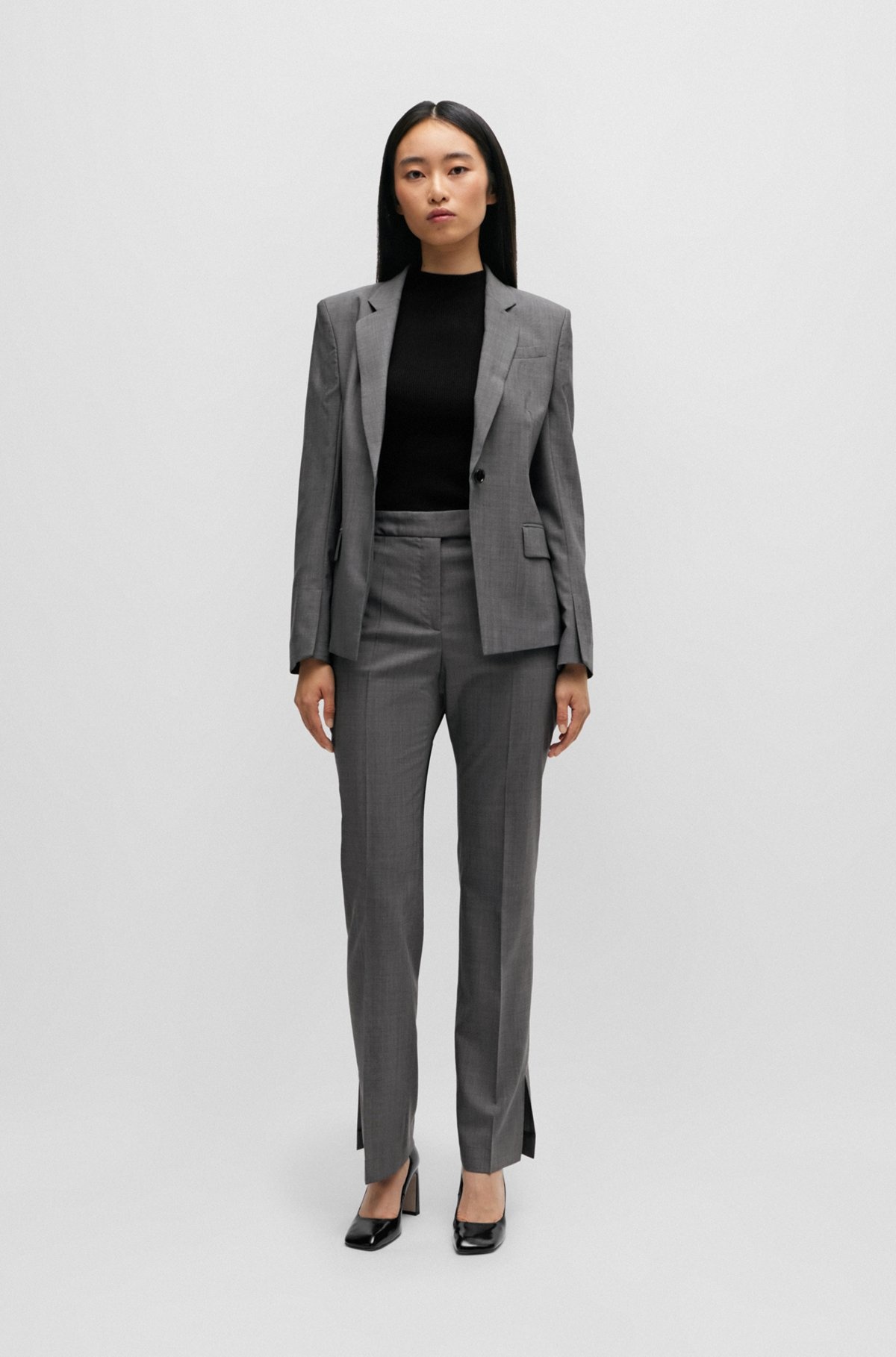 SLIM-FIT TROUSERS IN ITALIAN VIRGIN-WOOL SHARKSKIN - 3