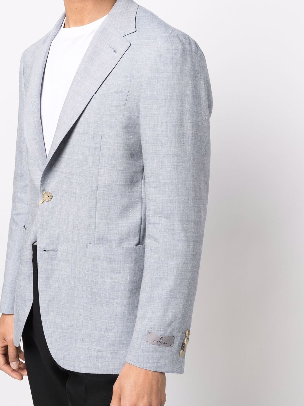 single-breasted linen-wool blazer - 5