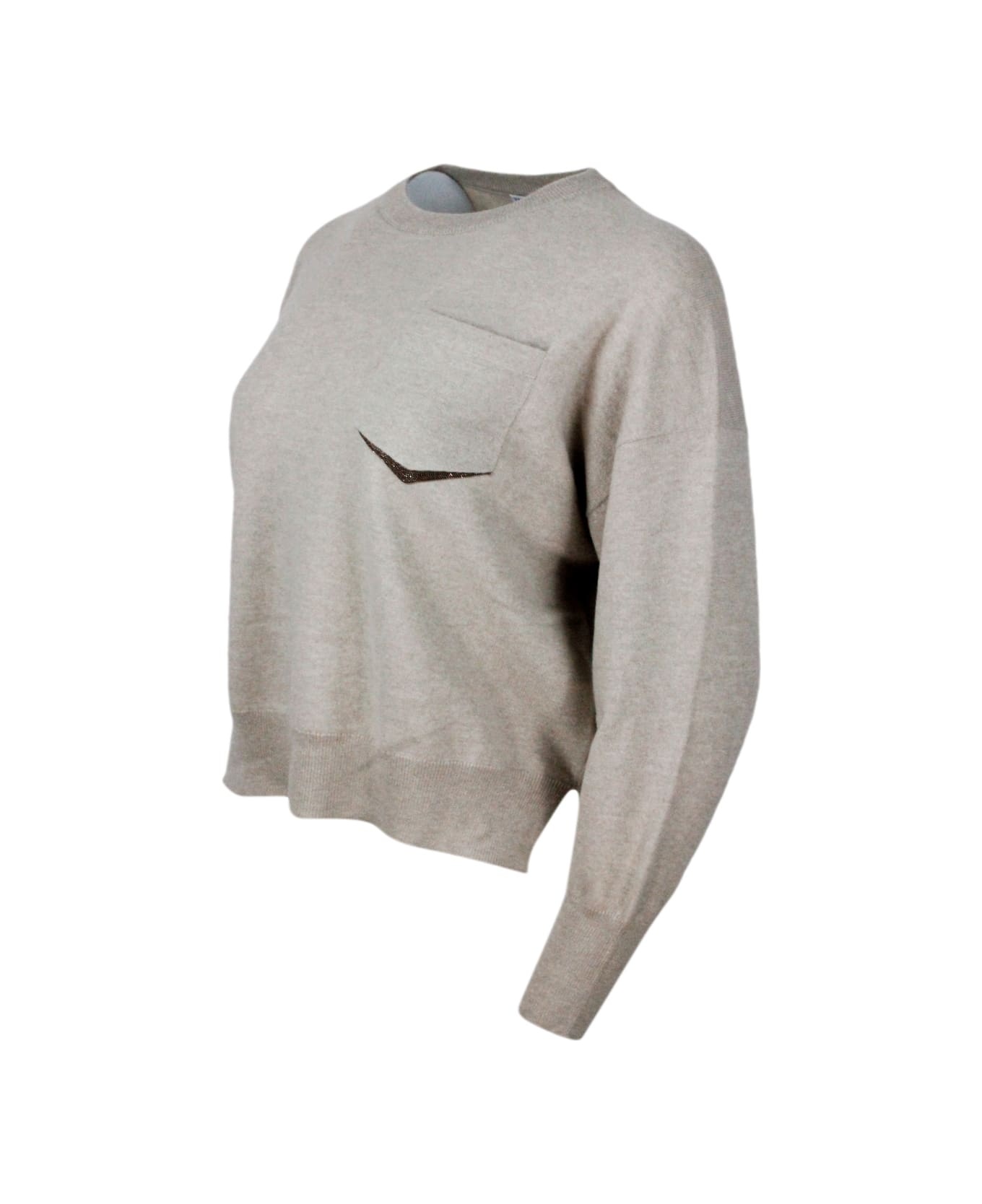 Long-sleeved Crewneck Sweater In Fine Cashmere - 2
