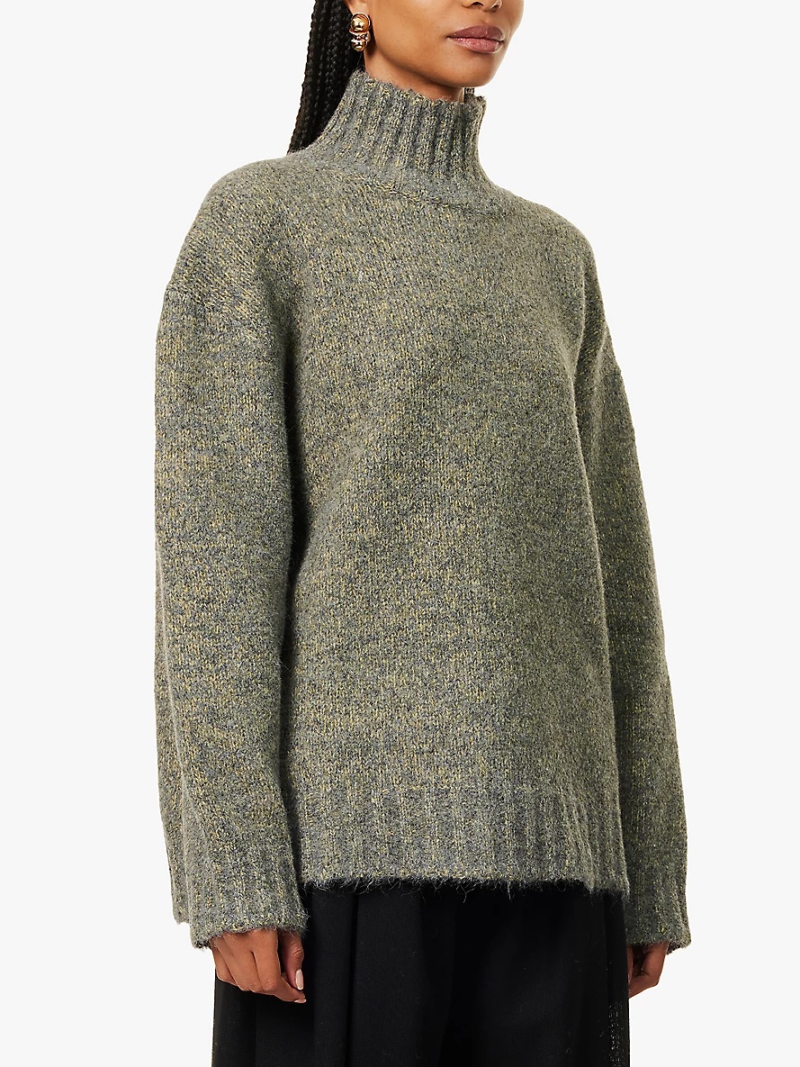 Oversized high-neck alpaca-blend knitted jumper - 3