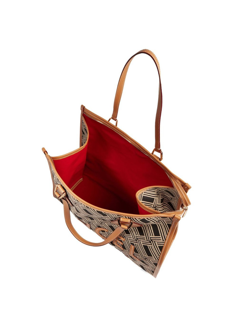 large monogram leather-trimmed tote bag 1