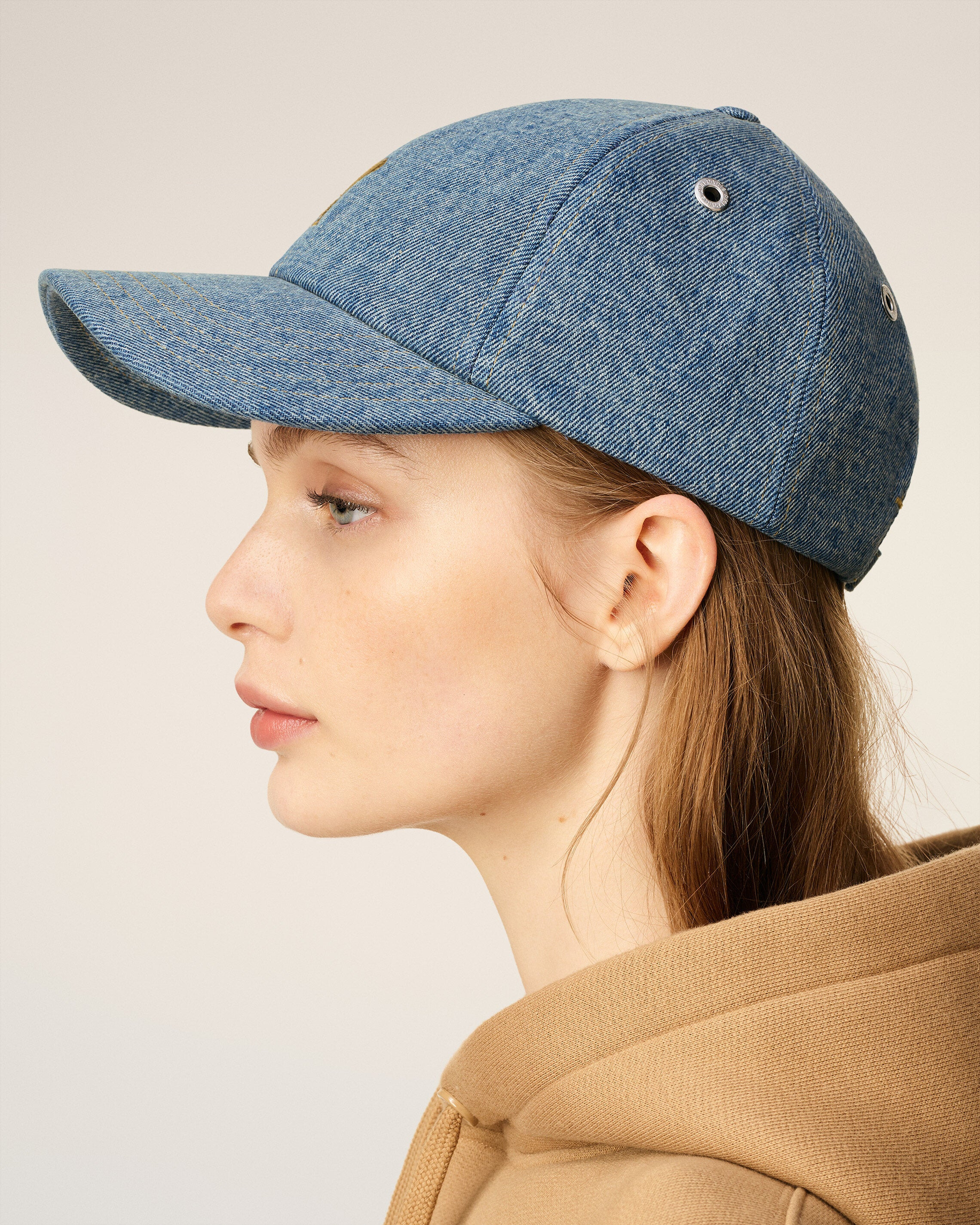 BLUE COTTON AMI DE COEUR EMBROIDERY CAP - 5