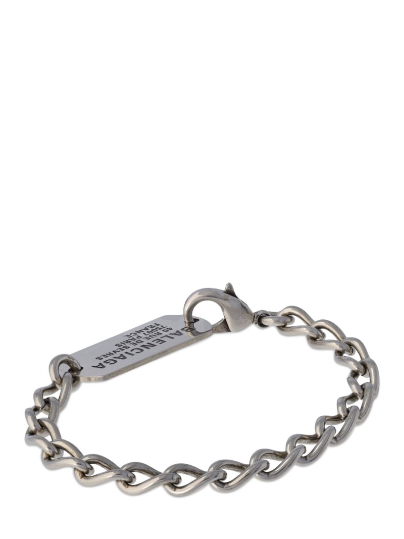 Logo tag brass chain bracelet - 3