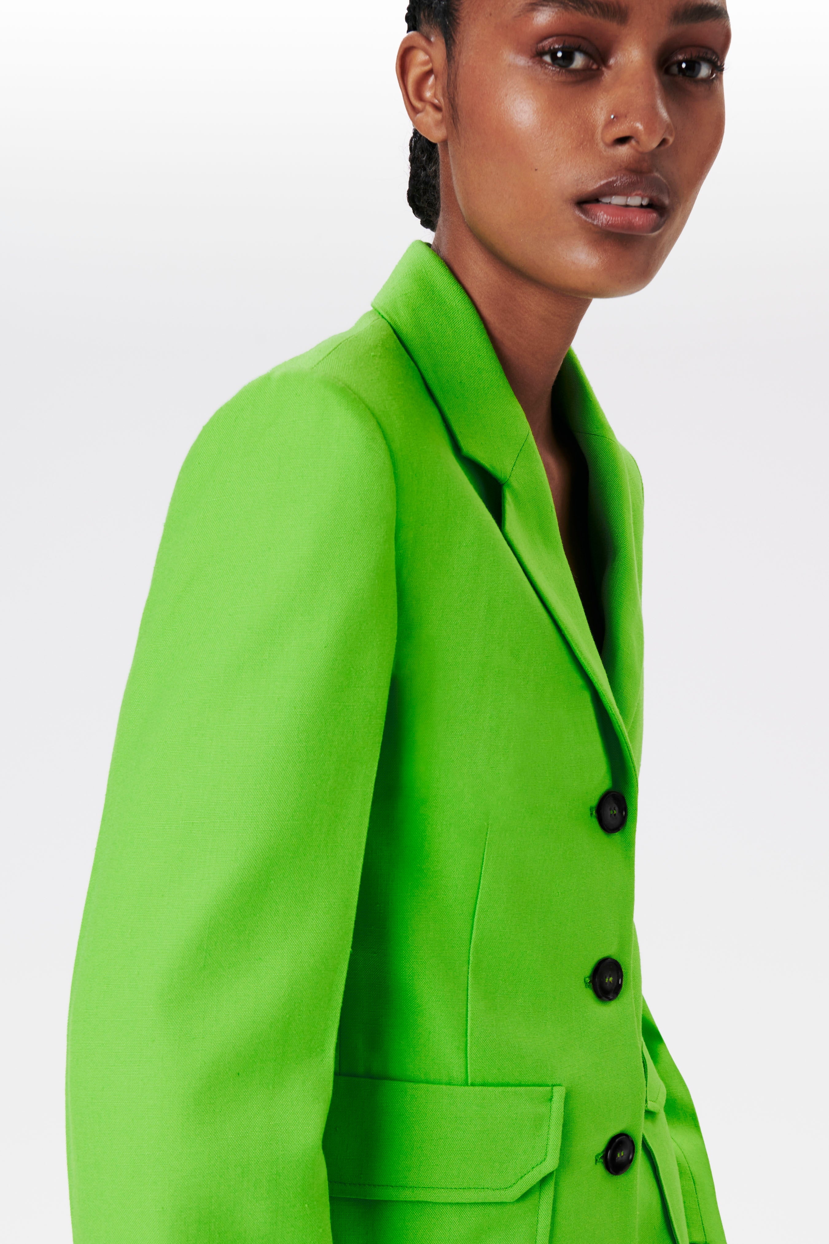 Three Button Single-Breasted Jacket in Apple Green - 4
