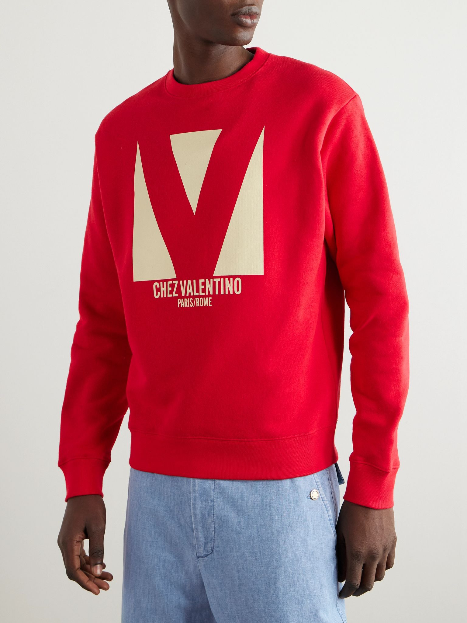 Logo-Print Cotton-Jersey Sweatshirt Red - 3