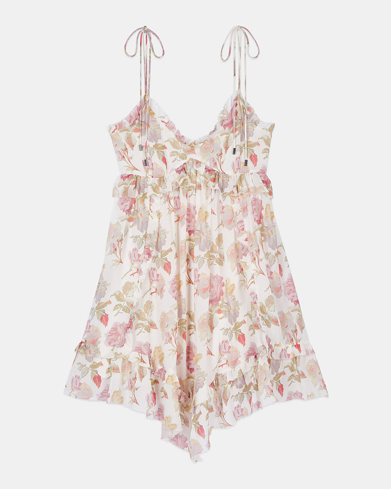 SHORT FLORAL PRINTED SILK DRESS 1