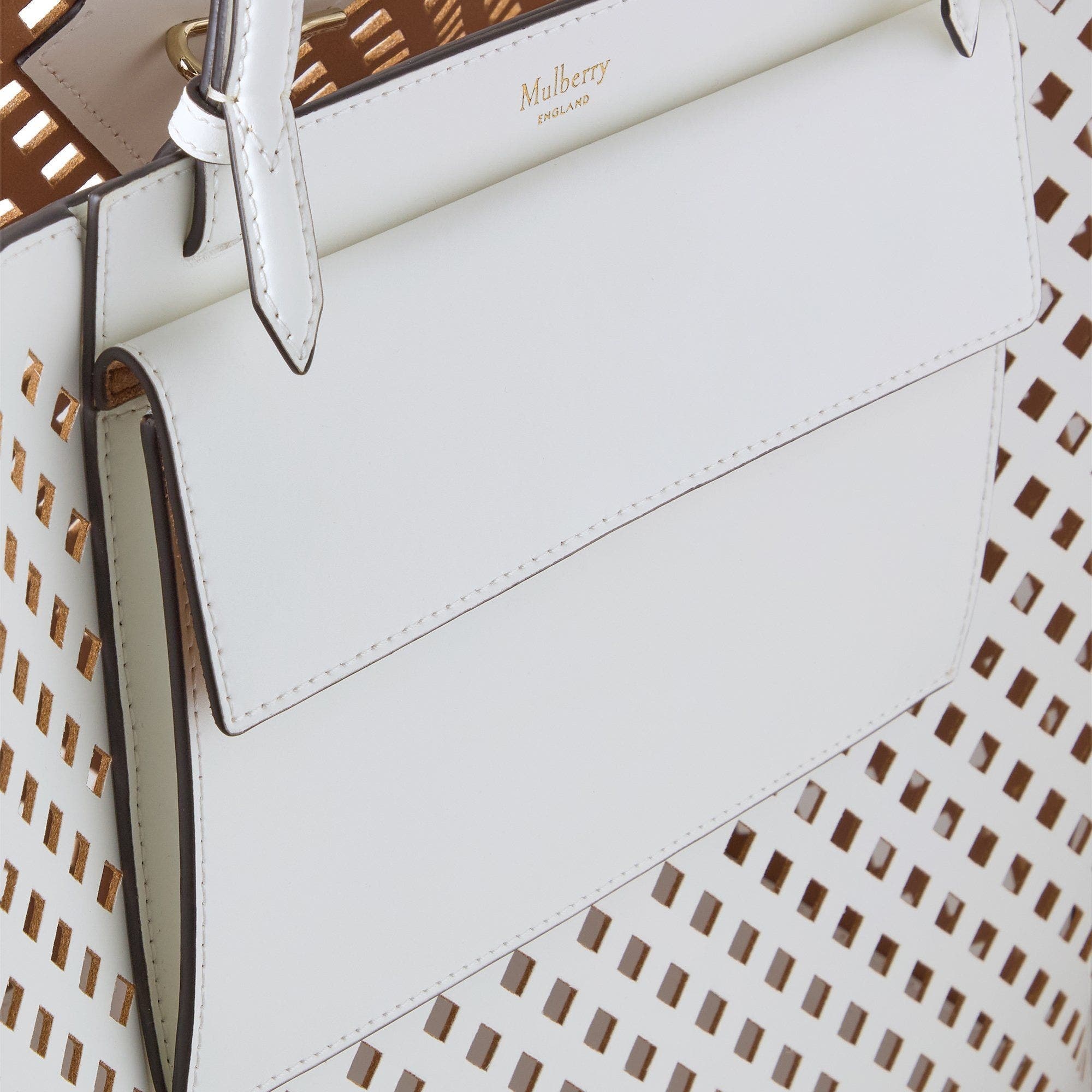 Mulberry XL Perforated Leather Tote in White at Nordstrom - 4