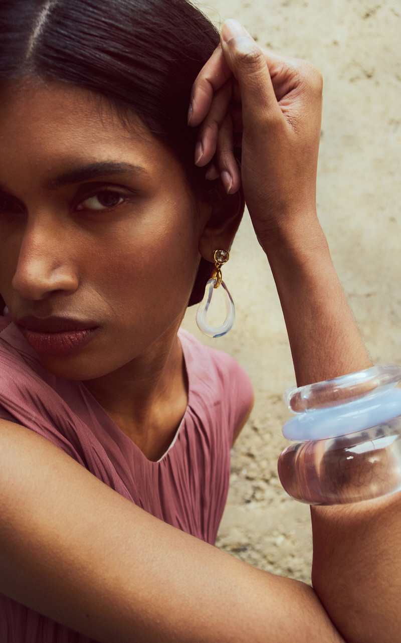 LIZZIE FORTUNATO Ridge Cuff In Marbled Blue Lace blue outlook