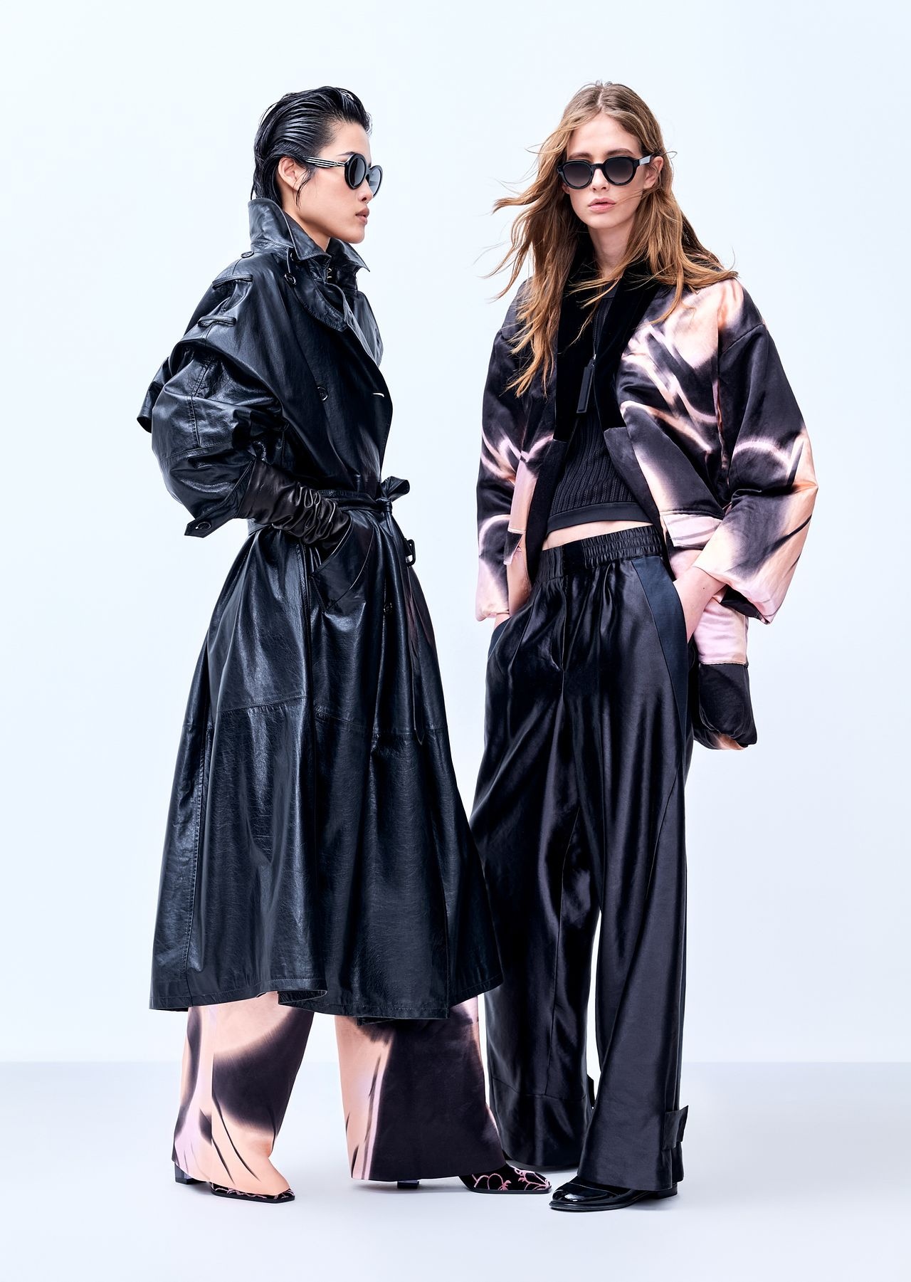 Double-breasted nappa leather oversized trench coat - 7