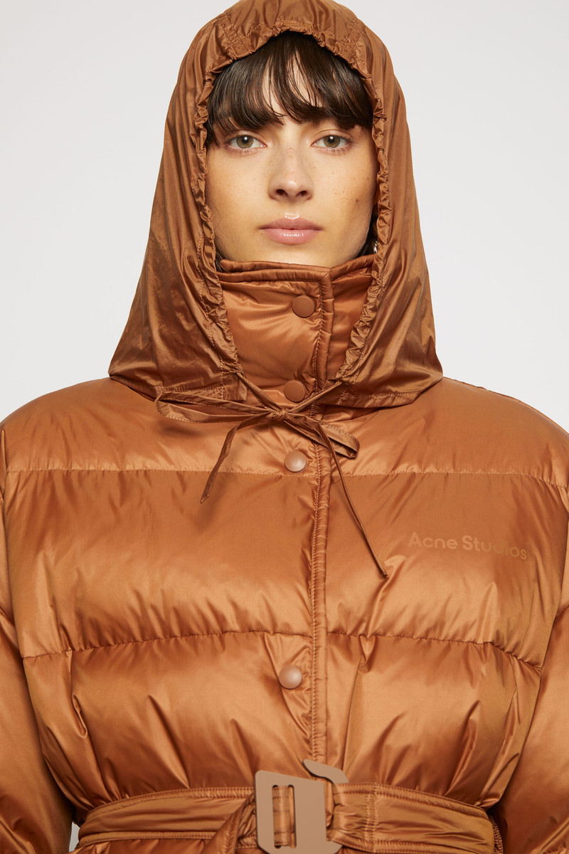 Belted puffer coat mink brown 8