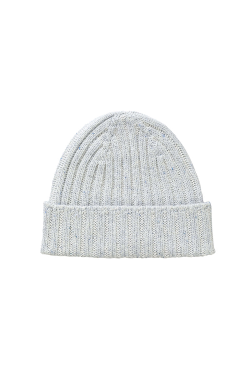 Johnstons of Elgin Donegal Cashmere Rib Blue Beanie outlook