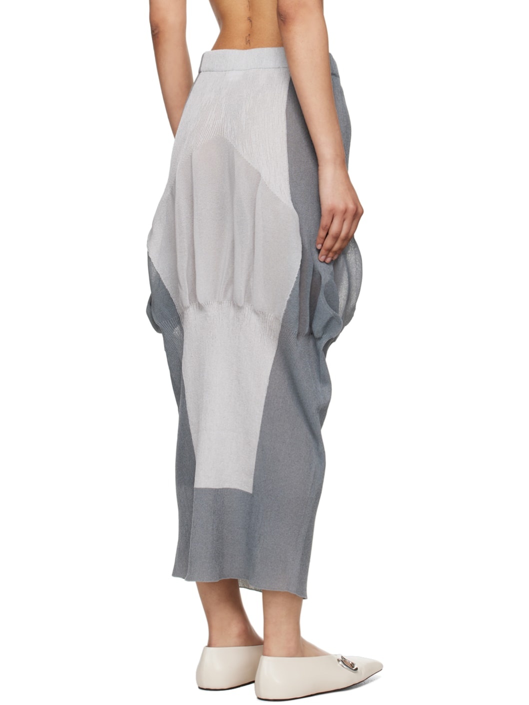 Gray Shaped Nude Maxi Skirt - 3